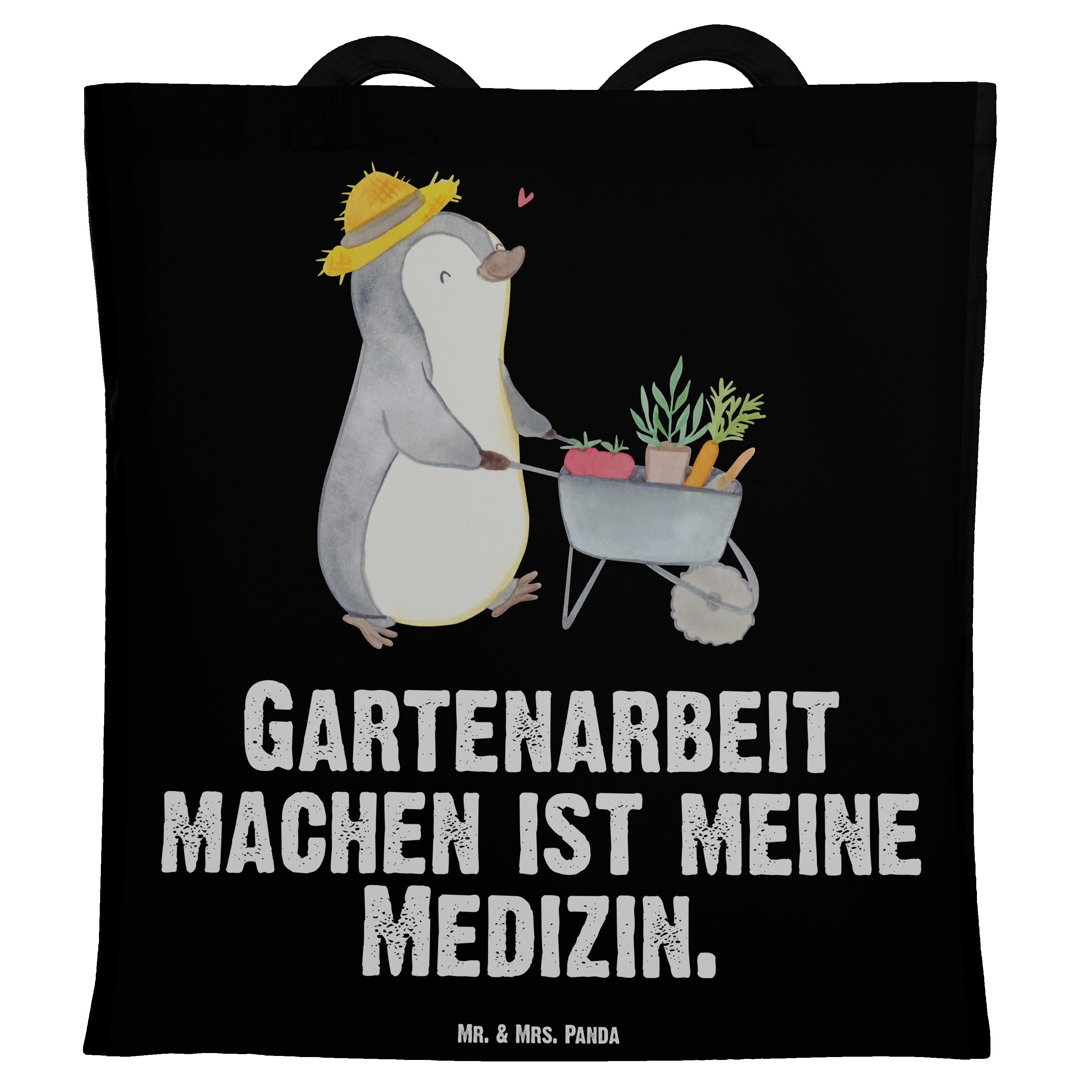 Pinguin Geschenk, & - Panda Medizin Mrs. (1-tlg) Stof Tragetasche Gartenpflege, - Mr. Schwarz Gartenarbeit