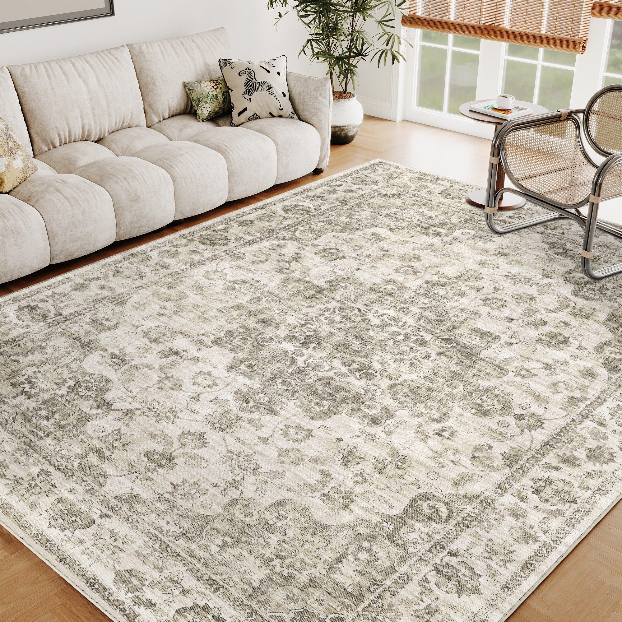 PURECOZY Teppich Wohnzimmerteppich, rutschfester Teppich, Vintage Stil, rechteckig, Höhe: 6.1 mm, geeignet für verschiedene Innenräume, 160x230cm