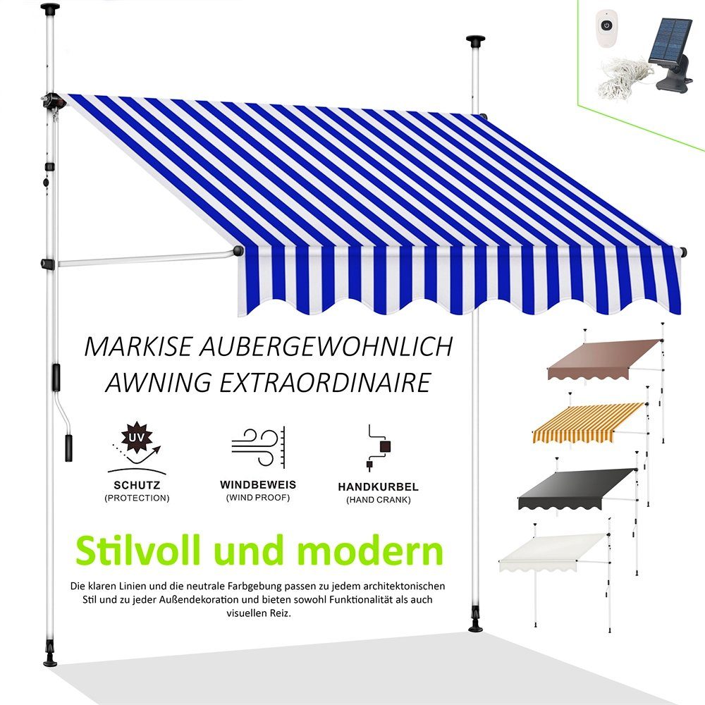 Melko Klemmmarkise Markise ohne Bohren Sonnenschutz höhenverstellbar (Einzelartikel) Montage ohne Bohren durch Klemmmechanismus – Bild 4 von 5
