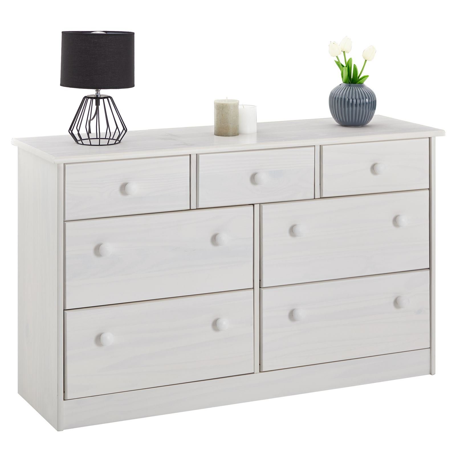 IDIMEX Kommode RONDO, Sideboard Anrichte 7 Schubladen Möbel Holz Kiefer massiv Landhaus