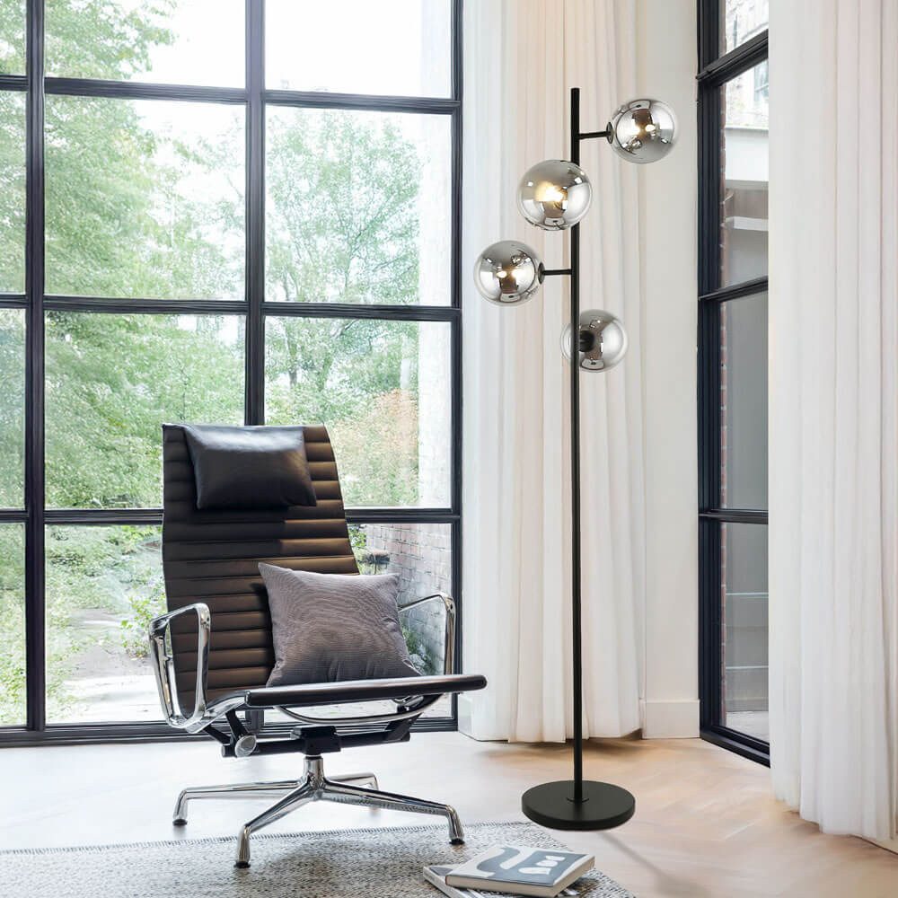 HOME DELUXE Stehlampe VIOLA, Lampenschirme aus Rauchglas, Wohnzimmer Stehla günstig online kaufen