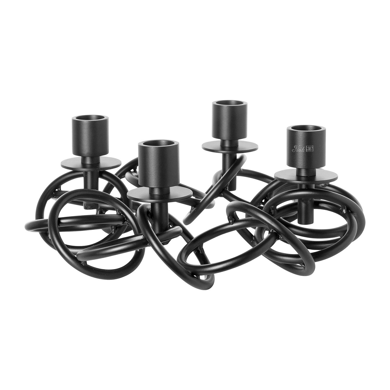 Fink Kerzenhalter SONETTE Leuchter - schwarz - Aluminium, Edelstahl - H. 13cm x Ø 34cm (1x Leuchter, 1 St., Kerzenständer - Kerzenhalter - Lichterhalter - Lichtträger), Kerzenständer Kerzenhalter Lichterhalter Lichtträger Dekoration