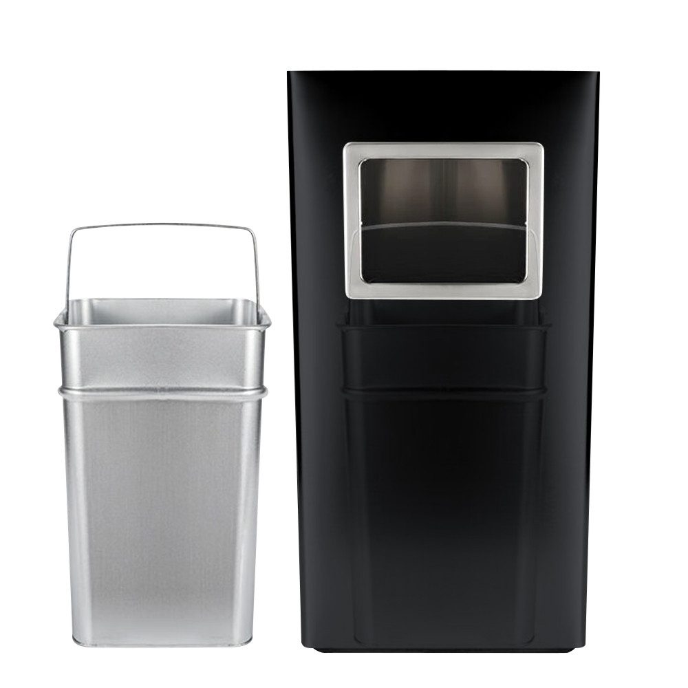 JEOBEST Мусорные урны Пепельницы Abfalleimer mit Inneneimer, EDELSTAHL, 35L, entnehmbarer Inneneimer und Ascher, eckig