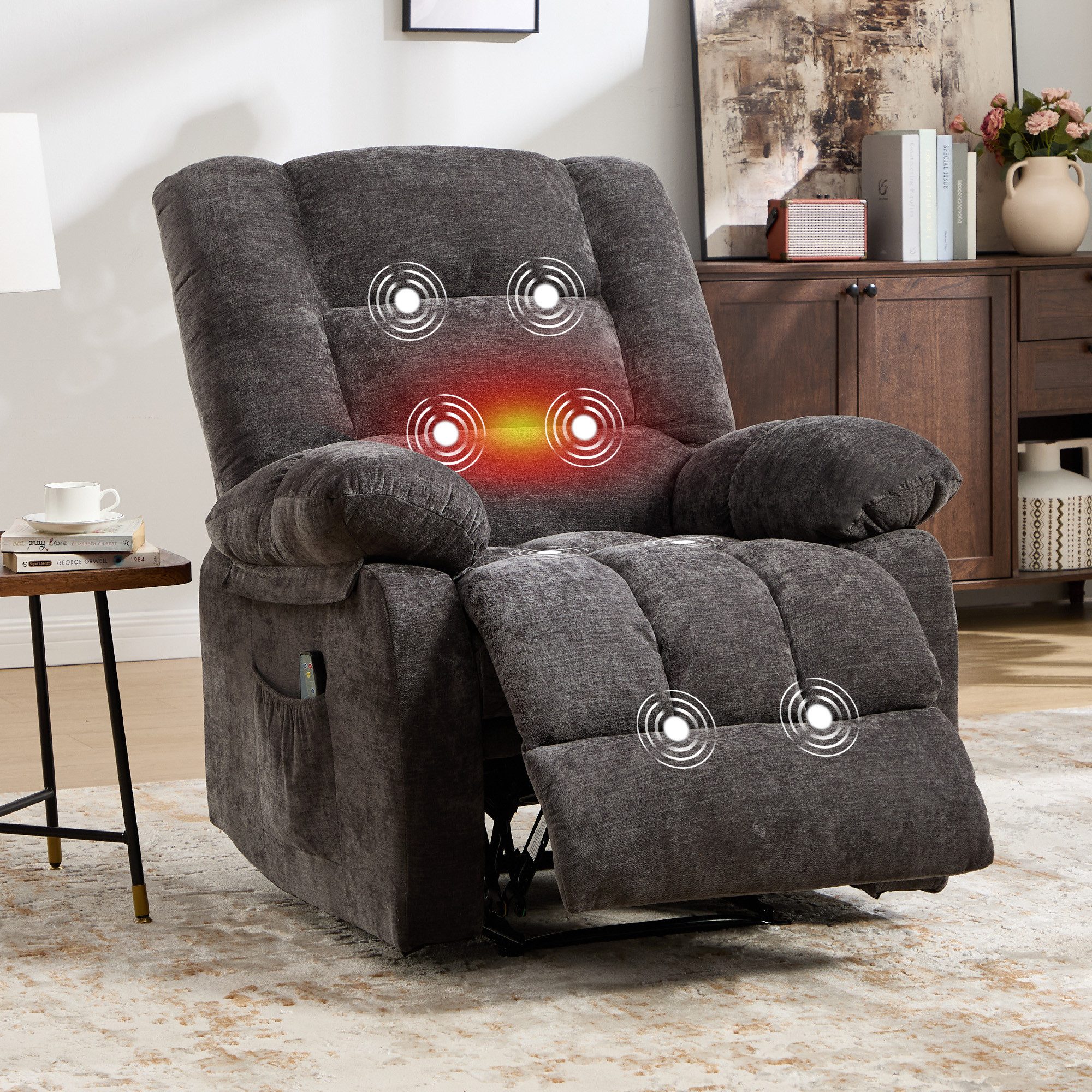 CANMOV Relaxsessel verstellbarer Massagesessel mit Liegefunktion und Wärmefunktion