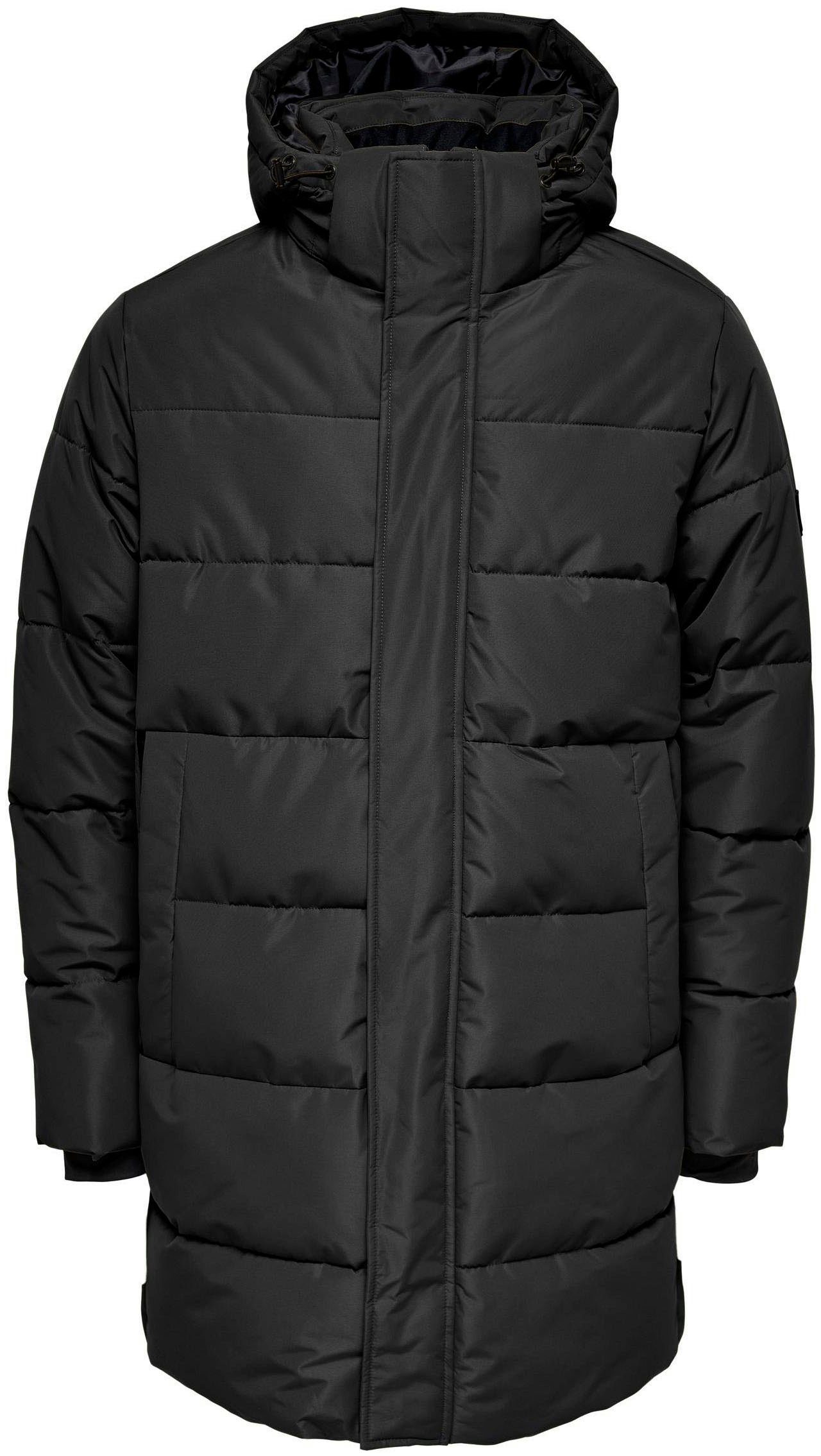 ONLY & SONS black LIFE Steppjacke OTW QUILTED ONSCARL COAT NOOS LONG