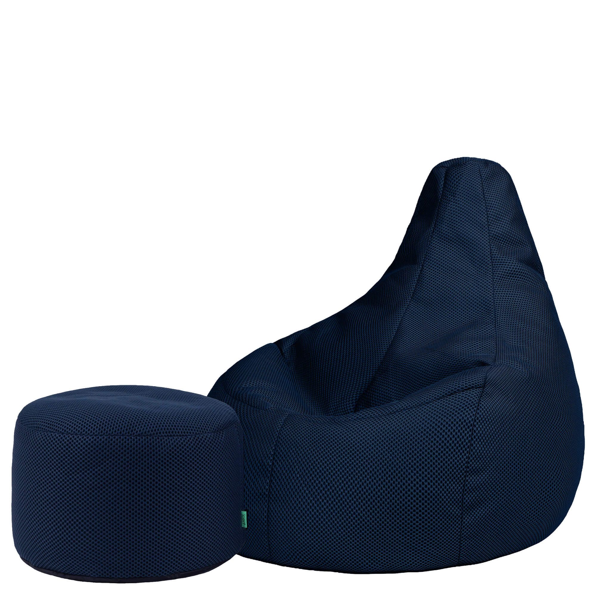 icon Sitzsack Liegesessel mit Hocker Gaming XXL aus Techmesh „Dalton“ (Spar-Set, 1 x Sitzsack, 1 x Fußhocker), Sitzsack XXL, Gaming Sitzsack, Made in Germany, für Erwachsene
