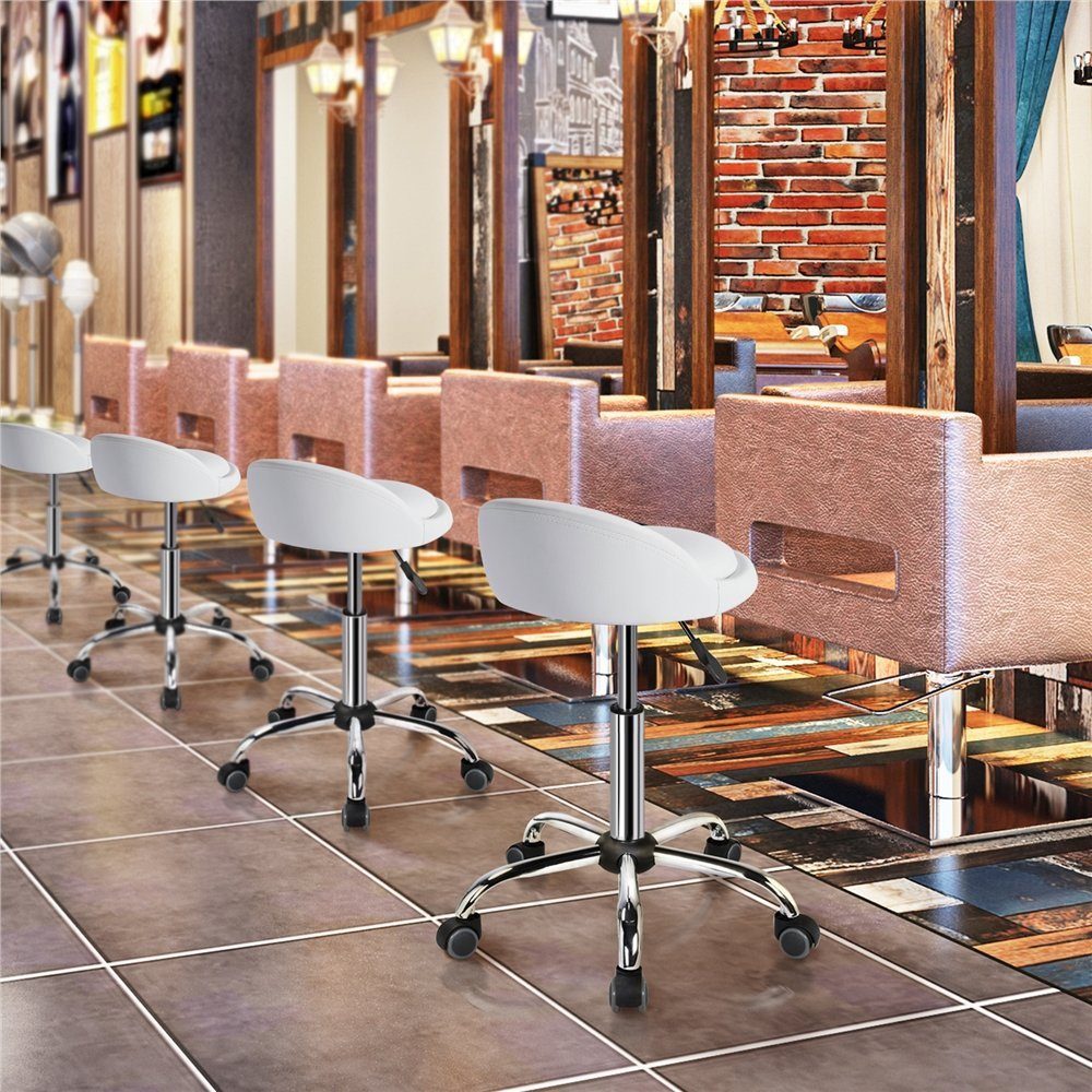 Yaheetech Drehhocker Barhocker mit 5 Rollen (1 St), Arbeitshocker 55,5 cm – 70 cm Höhenverstellbar & 360° Drehbar