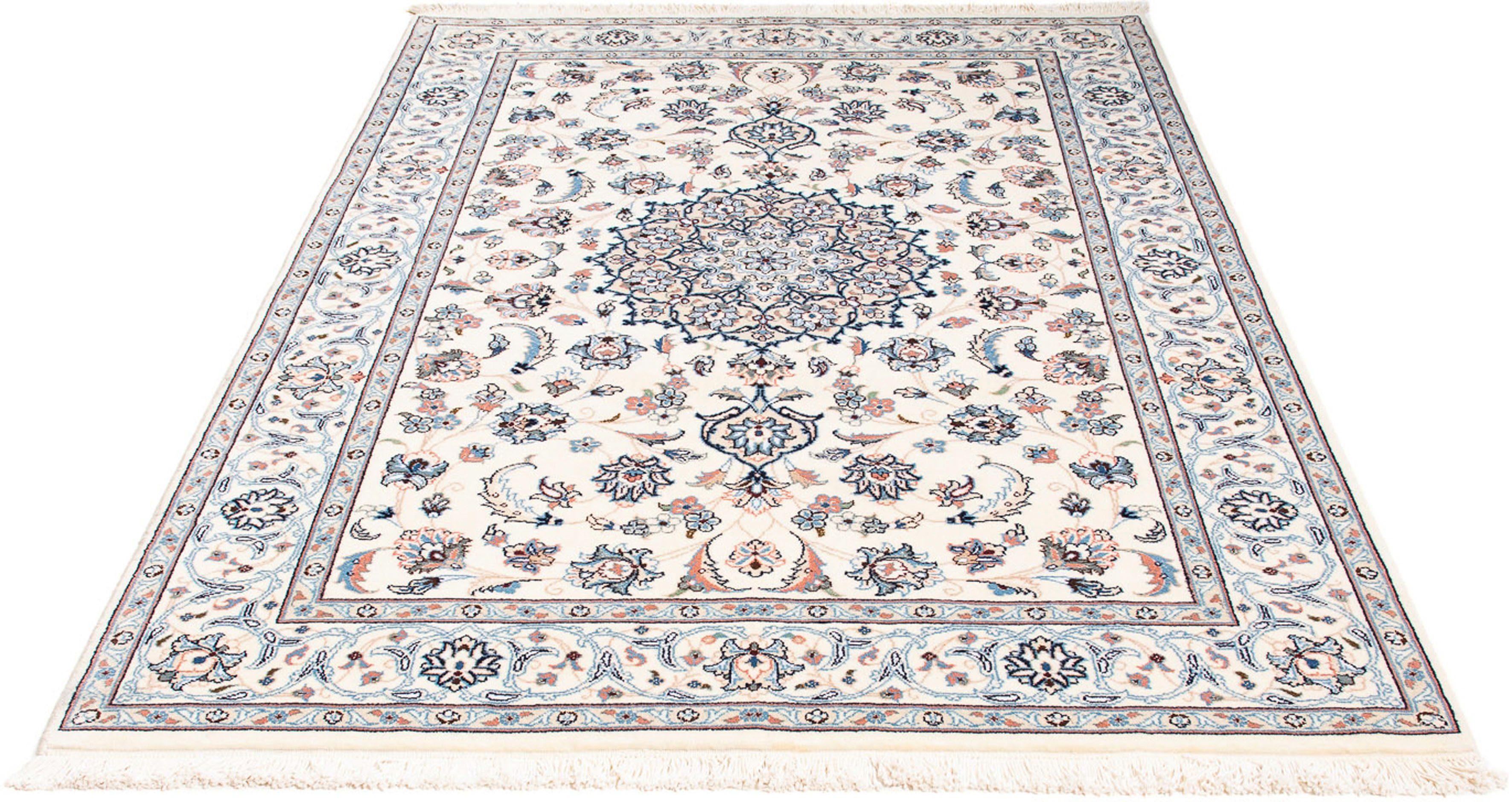 Orientteppich Perser - Nain - Royal - 203 x 138 cm - beige, morgenland, rechteckig, Höhe: 10 mm, Wohnzimmer, Handgeknüpft, Einzelstück mit Zertifikat