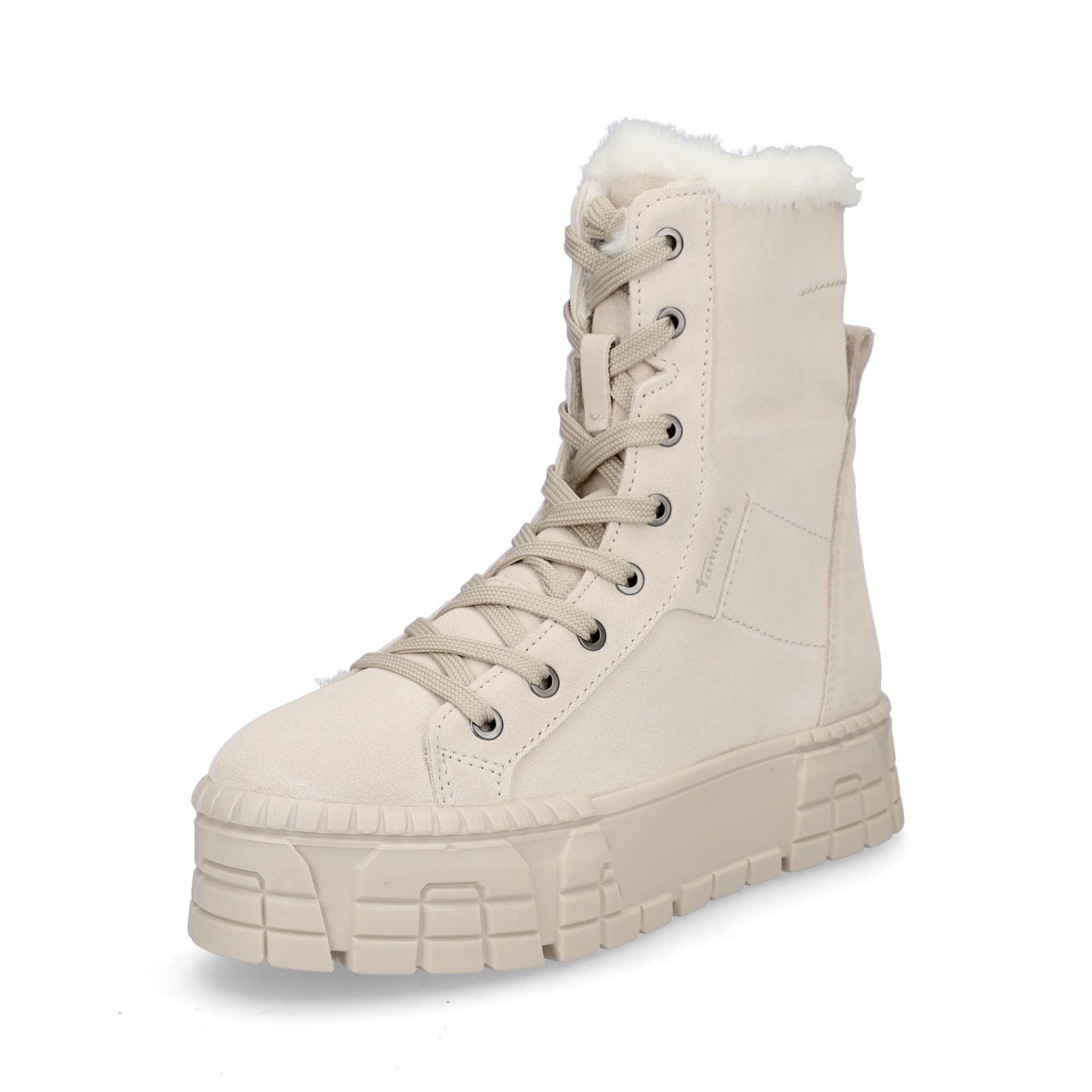 Tamaris Damen Leder Schnürboot beige Schnürboots