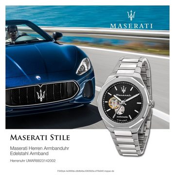 MASERATI Quarzuhr Maserati Herren Uhr Analog STILE, (Analoguhr), Herrenuhr rund, groß (ca. 42mm) Edelstahlarmband, Made-In Italy