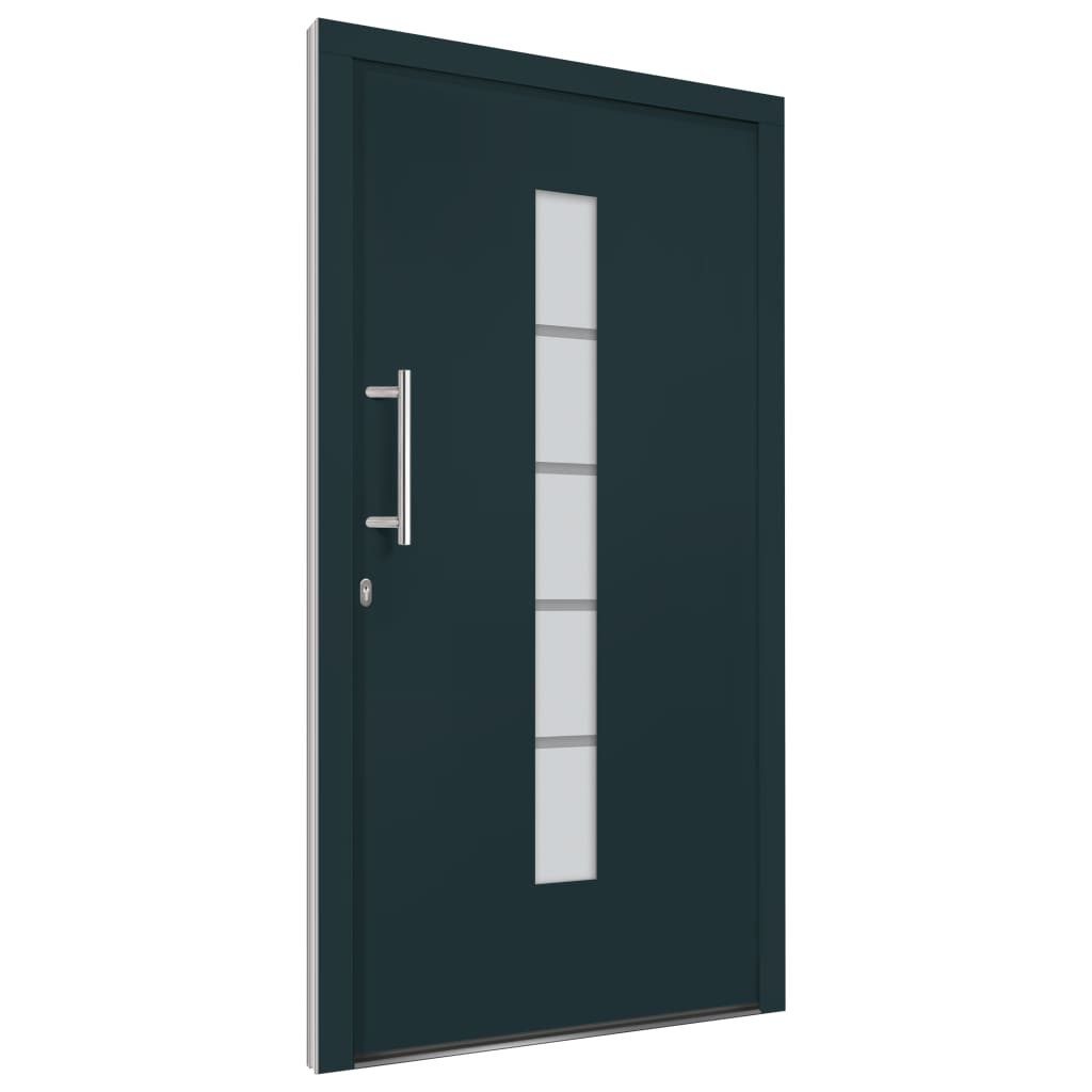vidaXL Haustür 100 x 210 cm Haustür Aluminium und PVC Anthrazit 100x210 cm EIngangstü
