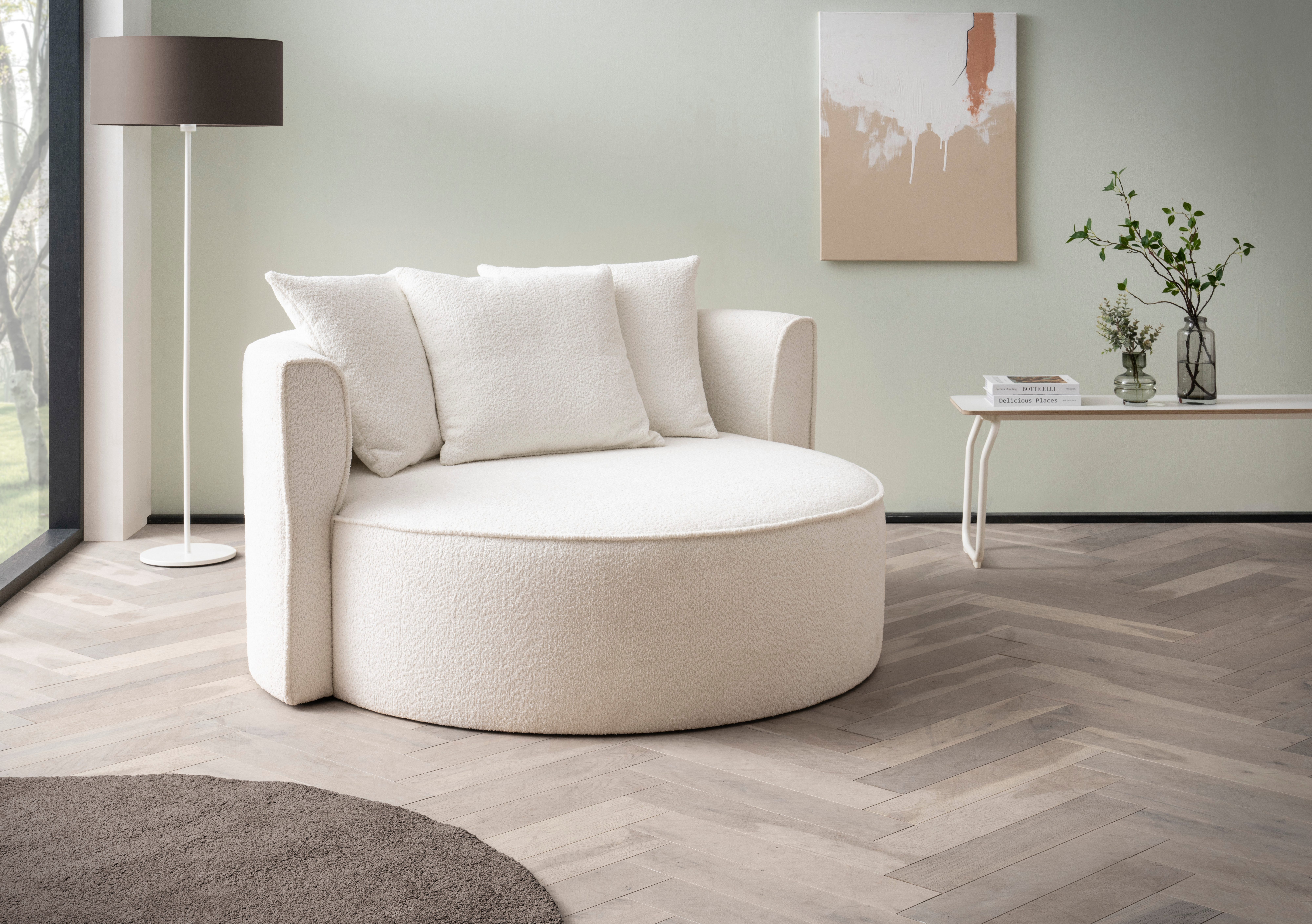 LeGer Home by Lena Gercke XXL-Sessel Isalie, Lesesessel, Loveseat, inklusive Zierkissen, extra große Sitzfläche, optional mit Hocker, Cord, Samt, Bouclé