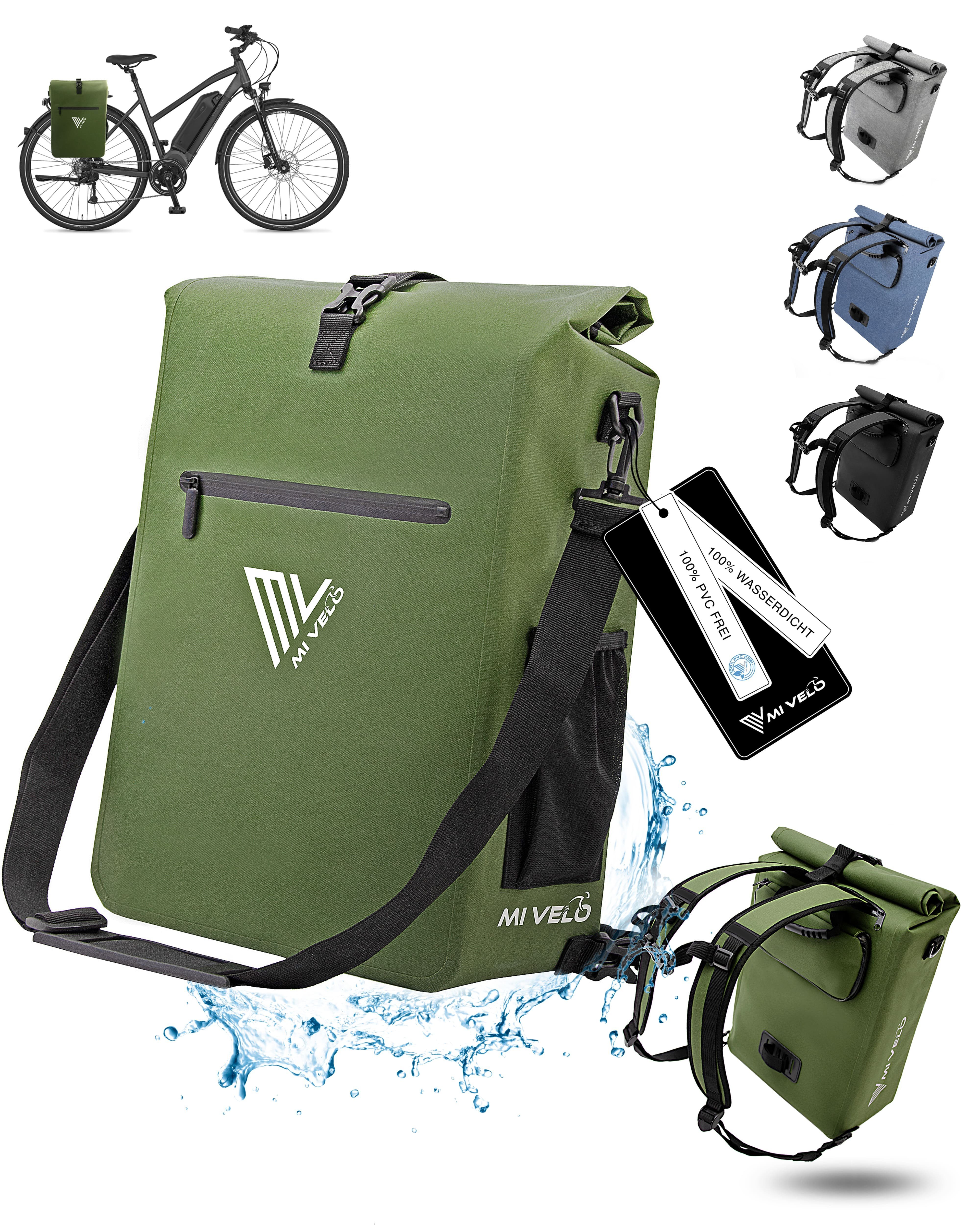 Fahrradtasche 3in1 Gepäckträgertasche, Rucksack für Fahrrad Gepäckträger wasserdicht