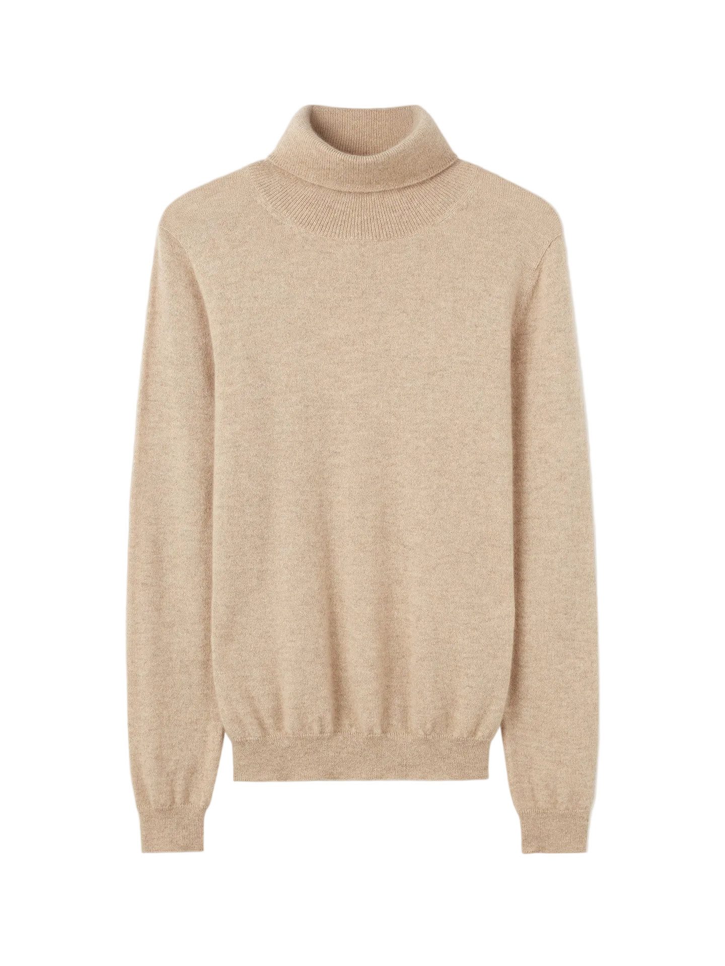 Rollkragenpullover Naturfarbe Basic Rollkragenpullover aus Kaschmir