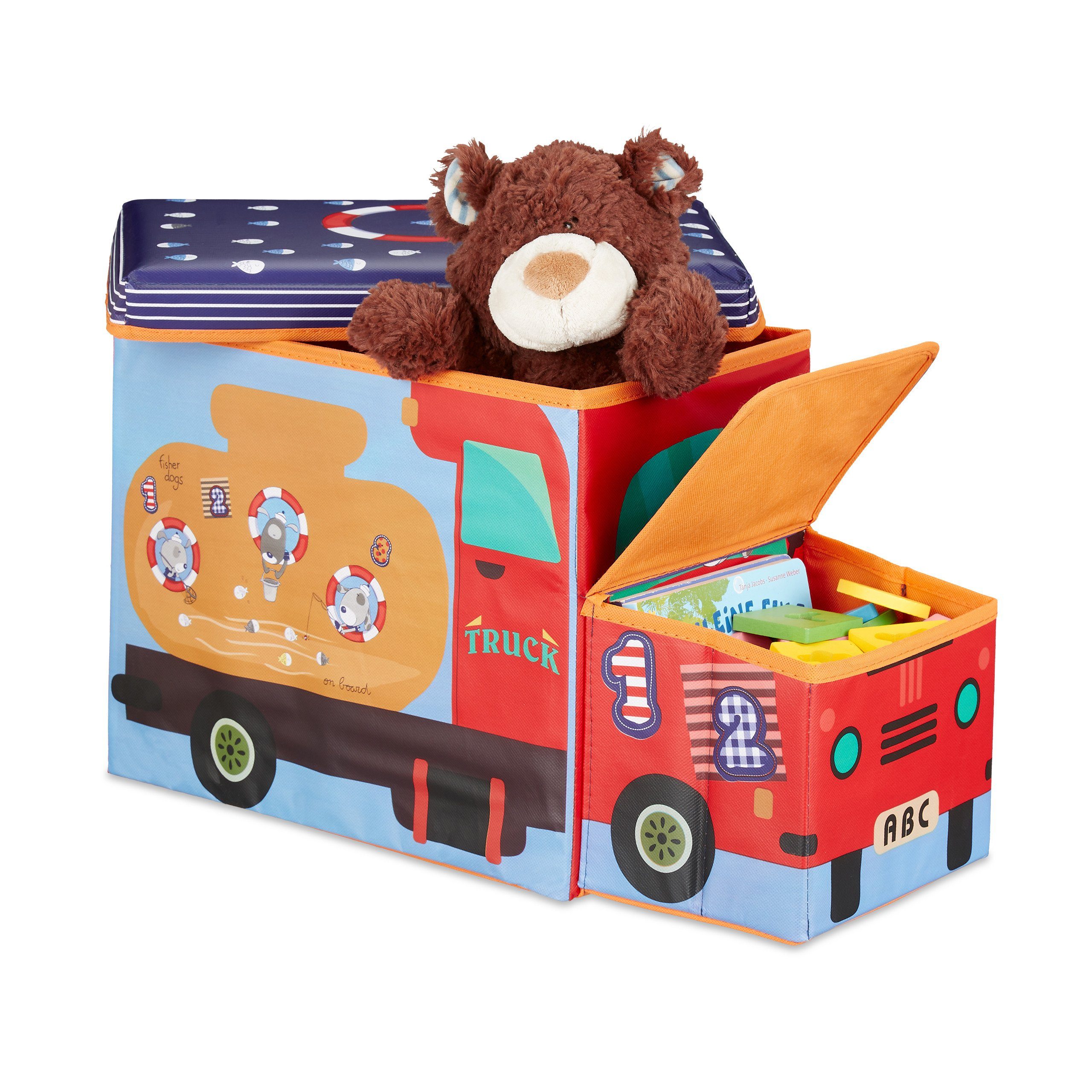 relaxdays Aufbewahrungsbox Sitzbox für Kinder, Sea günstig online kaufen