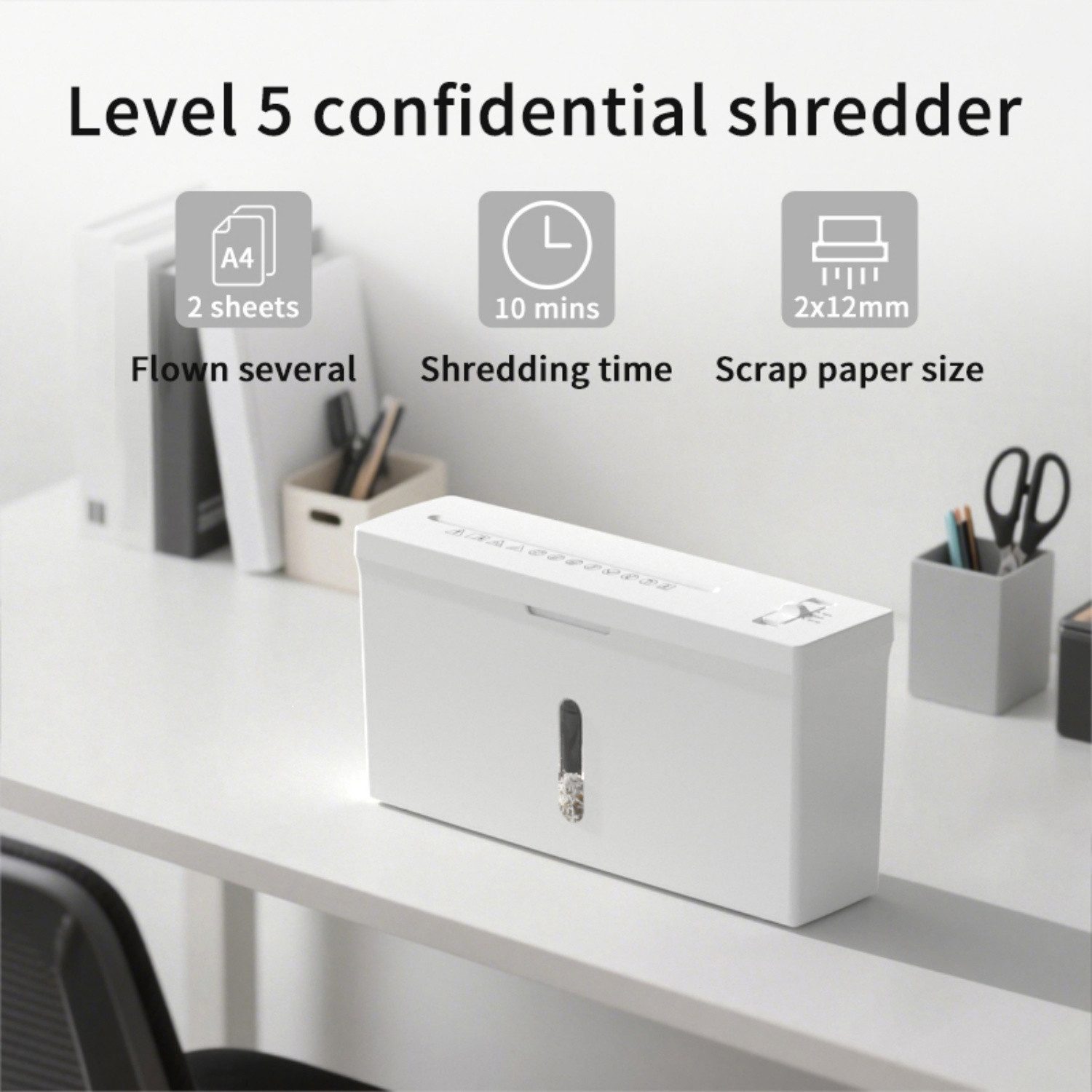 ibettertec Aktenvernichter Hochsicherheits-Papiervernichter, 4 Blatt-Kapazität Mikroschnitt, für den privaten und privaten Gebrauch – Bild 3 von 5