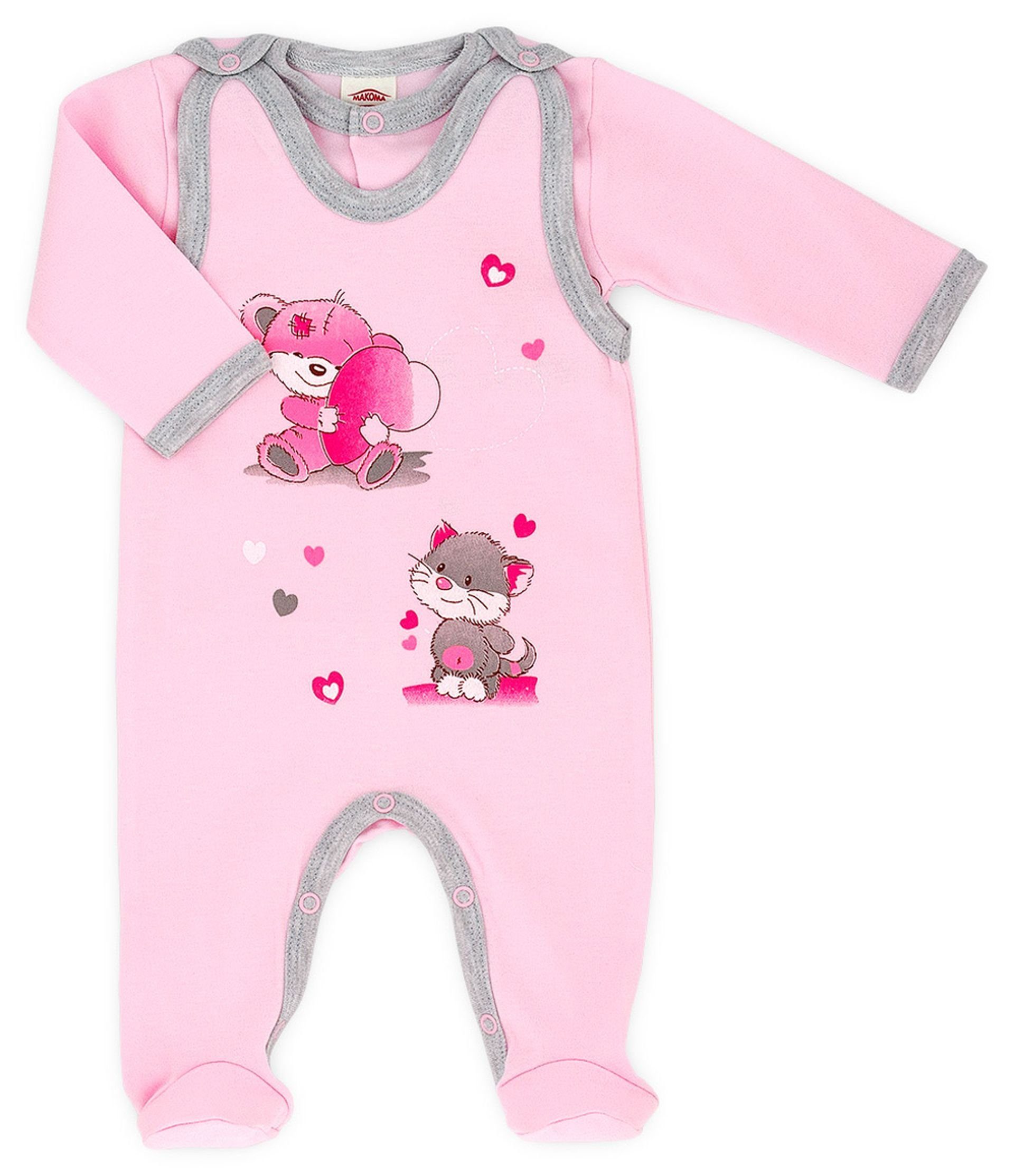 Makoma Strampler Baby Erstausstattung Strampler-Set mit Langarmshirt für Mädchen Rosa (Set, 2-tlg) 100% Baumwolle