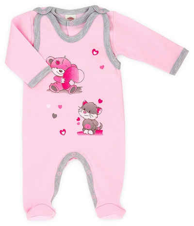 Makoma Strampler »Baby Erstausstattung Strampler-Set mit Langarmshirt für Mädchen Rosa« (Set, 2-tlg) 100% Baumwolle