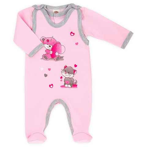 Makoma Strampler Baby Erstausstattung Strampler-Set mit Langarmshirt für Mädchen Rosa (Set, 2-tlg) 100% Baumwolle