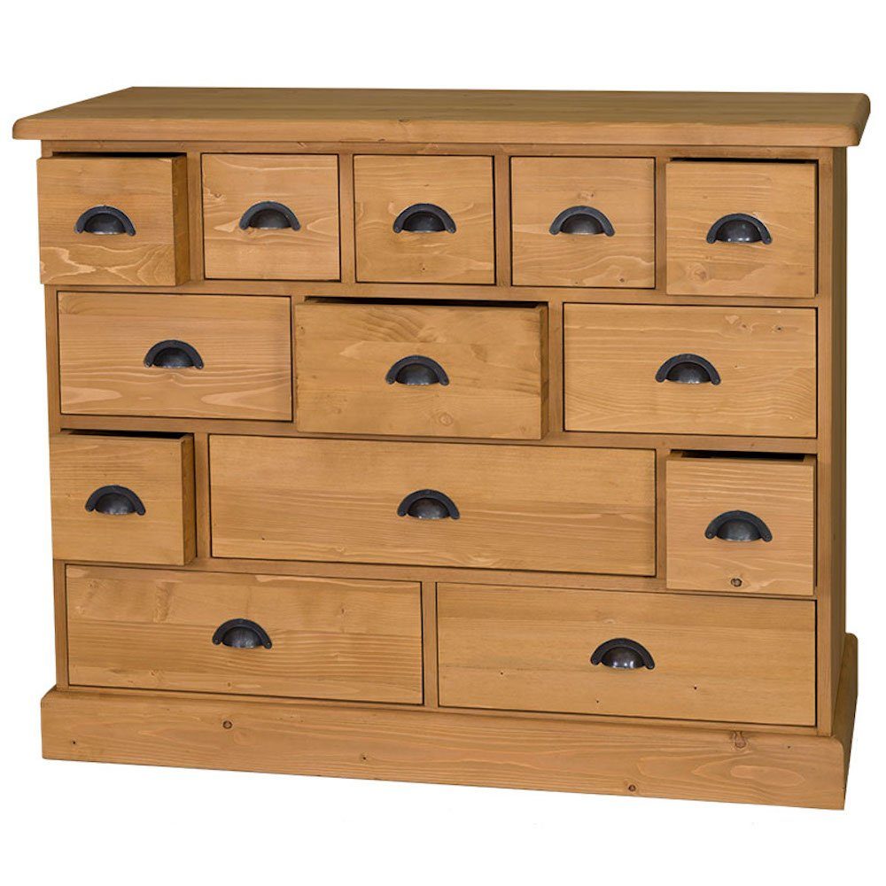 Massivholzmoebel-Becker Apothekerschrank Apothekerschrank aus Massivholz - Kommode mit 13 Schubladen