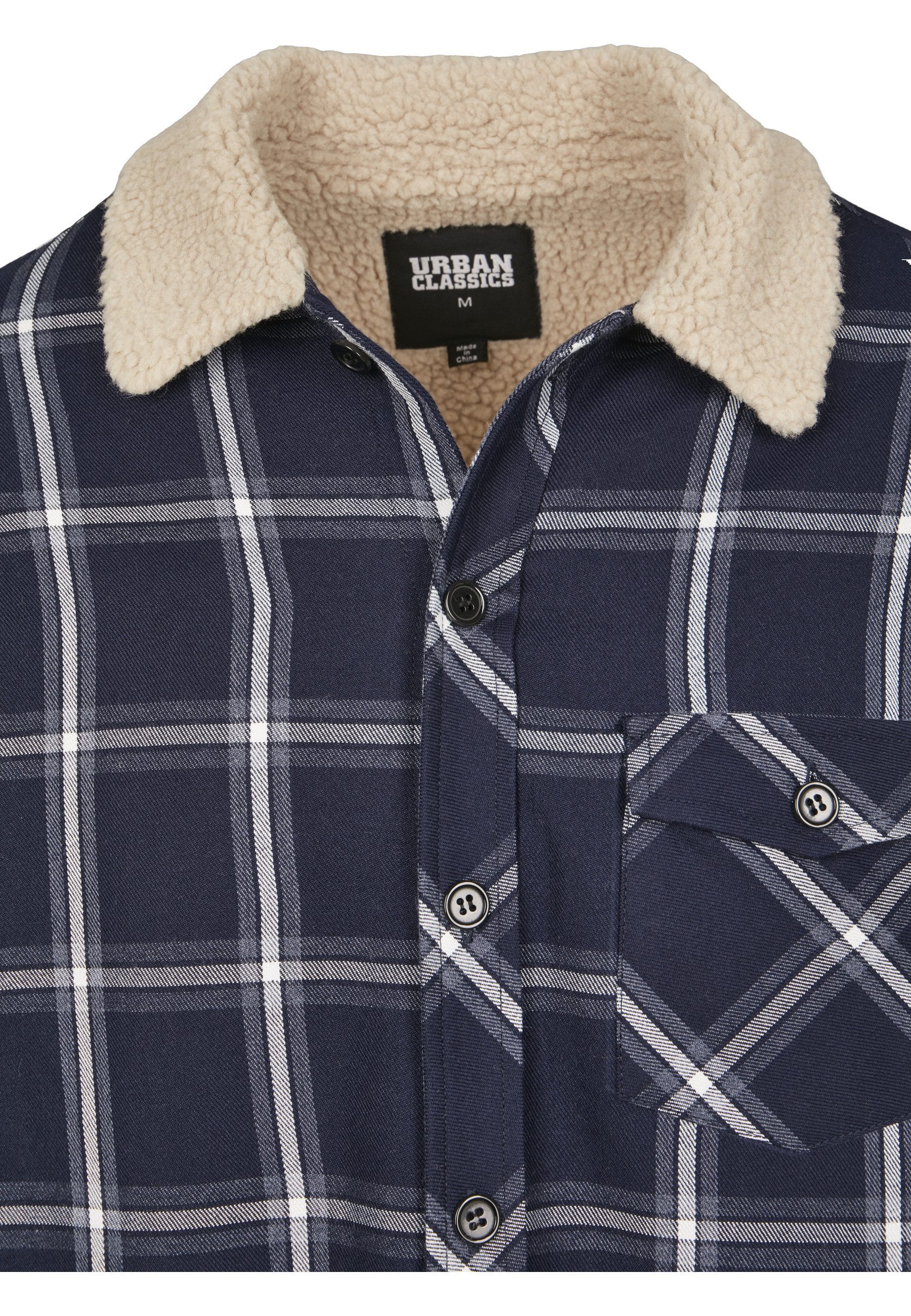 URBAN CLASSICS Langarmhemd Urban Classics Herren Sherpa Lined Shirt Jacket (1-tlg)