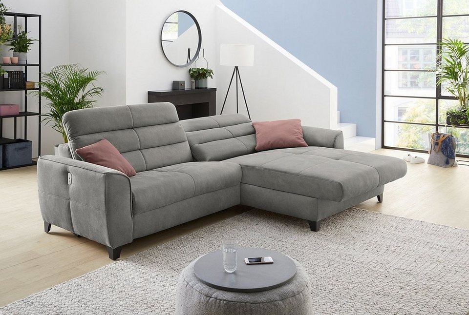 Jockenhöfer Gruppe Ecksofa DOUBLE ONE, Grau, elektrisch verstellbar, mit  Relaxfunktion, Breite 288 cm