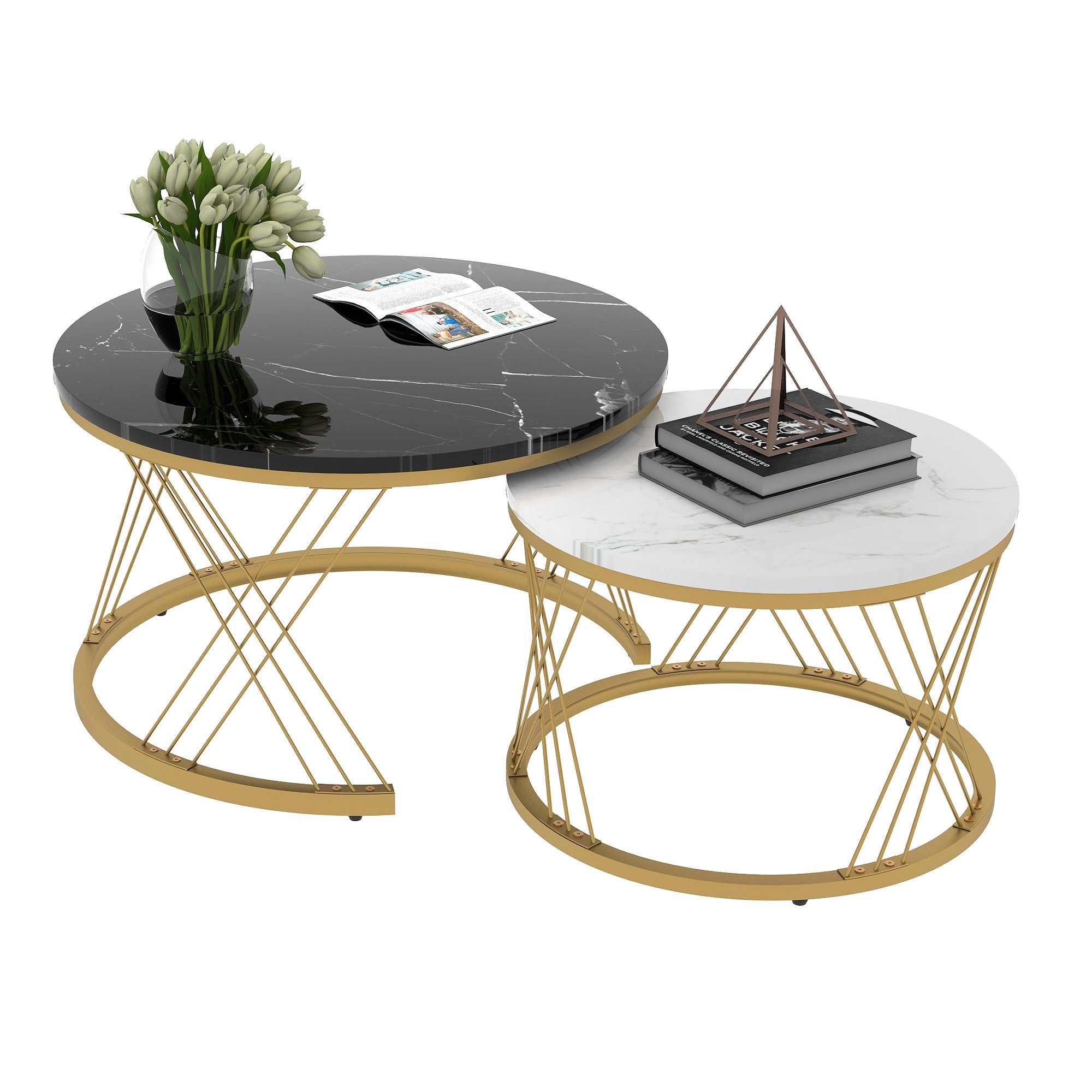 Merax Couchtisch Set rund Satztisch Wohnzimmertisch günstig online kaufen