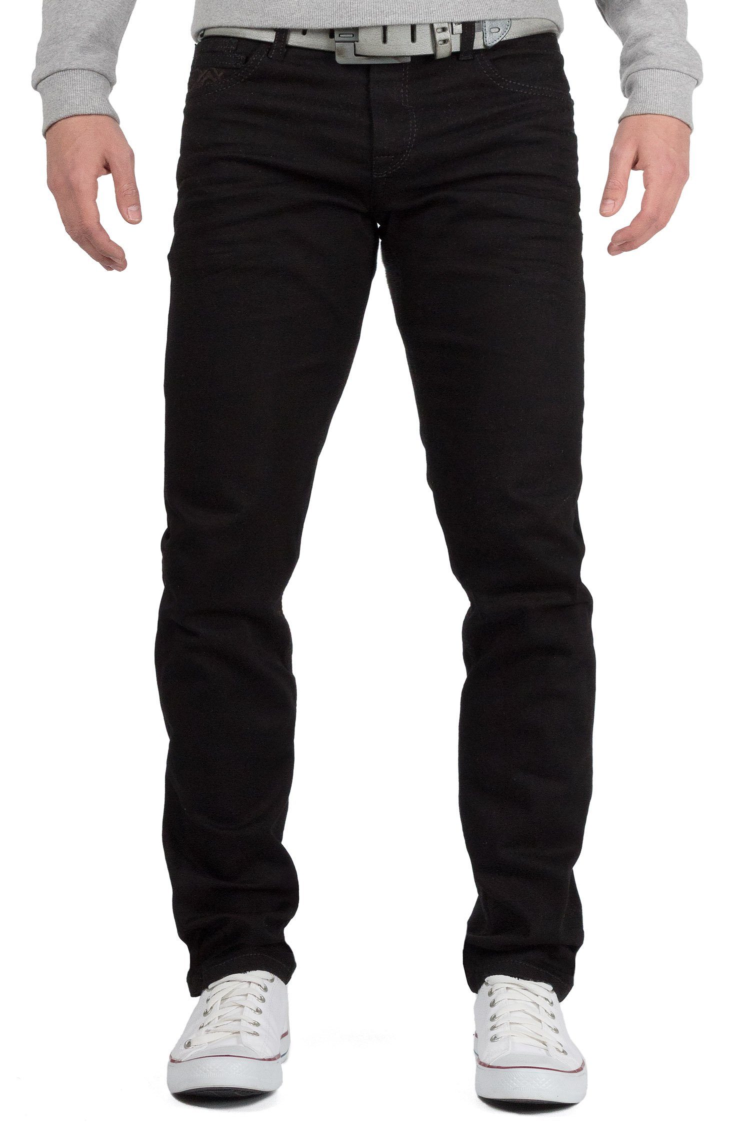 Cipo & Baxx Slim-fit-Jeans Herren Hose BA-CD319A W32/L32 (1-tlg) in Schwarz mit dicken Nähten