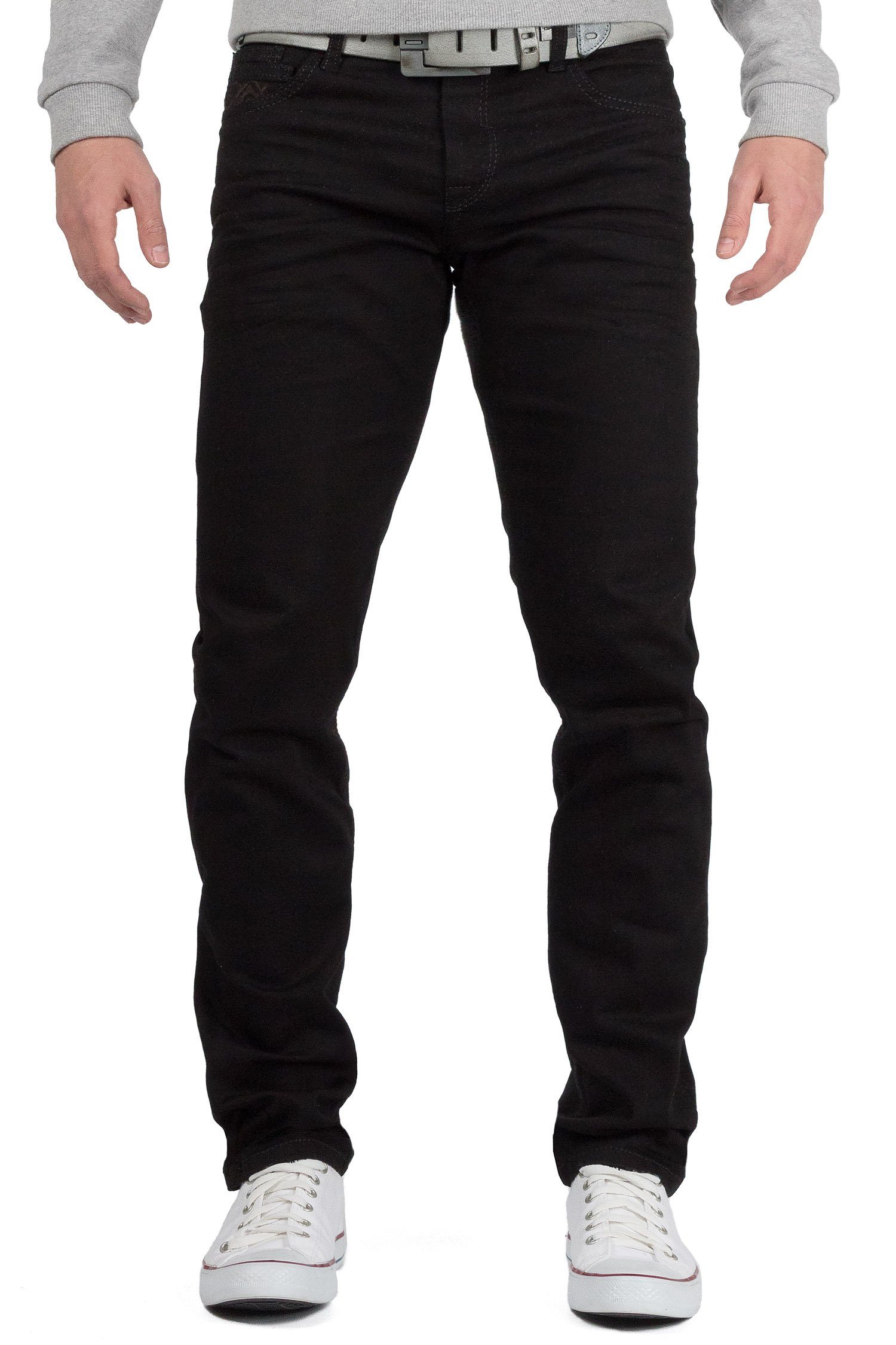 Cipo & Baxx Slim-fit-Jeans Herren Hose BA-CD319A in Schwarz mit dicken Näht günstig online kaufen