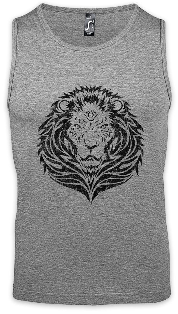 Tanktop Tribal Lion Ärmelloses T-Shirt Oldschool Flash Tattoo Art Löwe Stamm