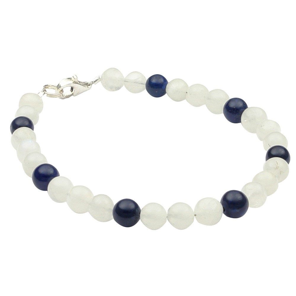 Silberarmband Armband, Mondstein, Lapis-Lazuli & 925 Silber, 20cm