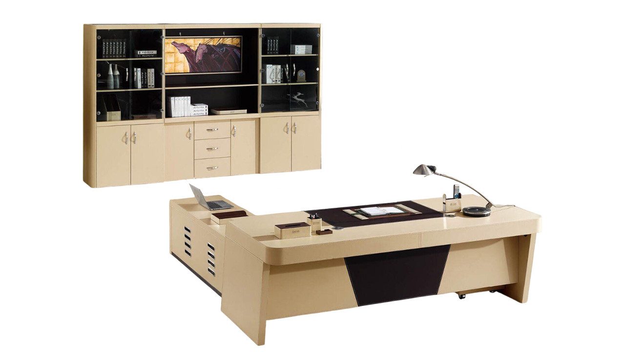 Eckschreibtisch Chef Schreibtisch Aktenschrank Arbeitszimmer Einrichtung Regal Büro