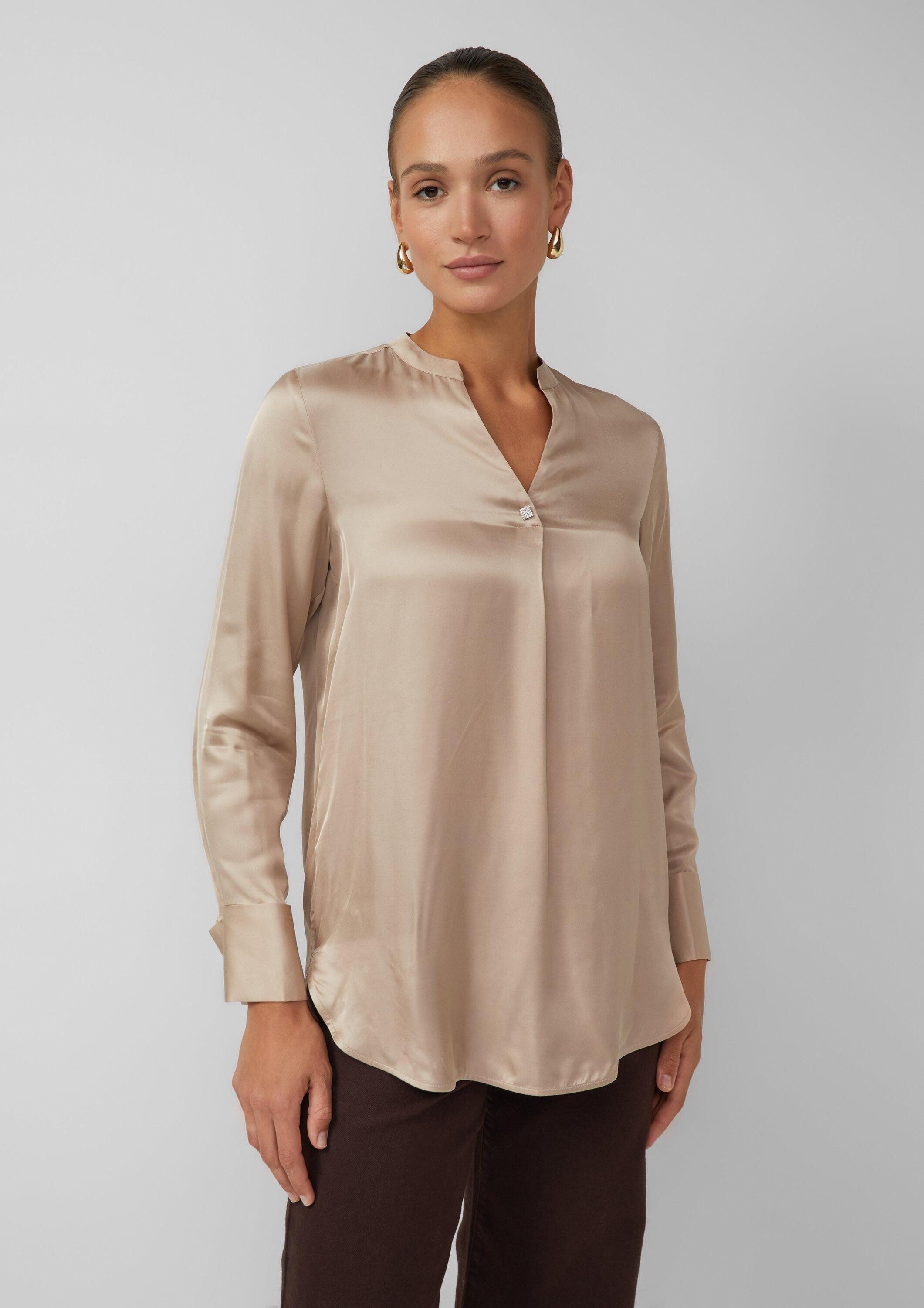 s.Oliver Langarmbluse Bluse Elegante Satin-Bluse mit Manschetten