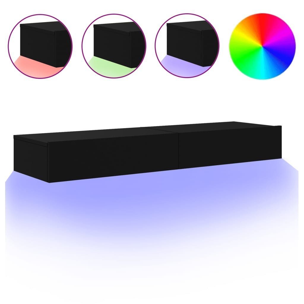 TV-Lowboard TV-Schrank 2 LED-Leuchten Stk TV-Schränke 60x35x15,5 Schwarz mit vidaXL cm