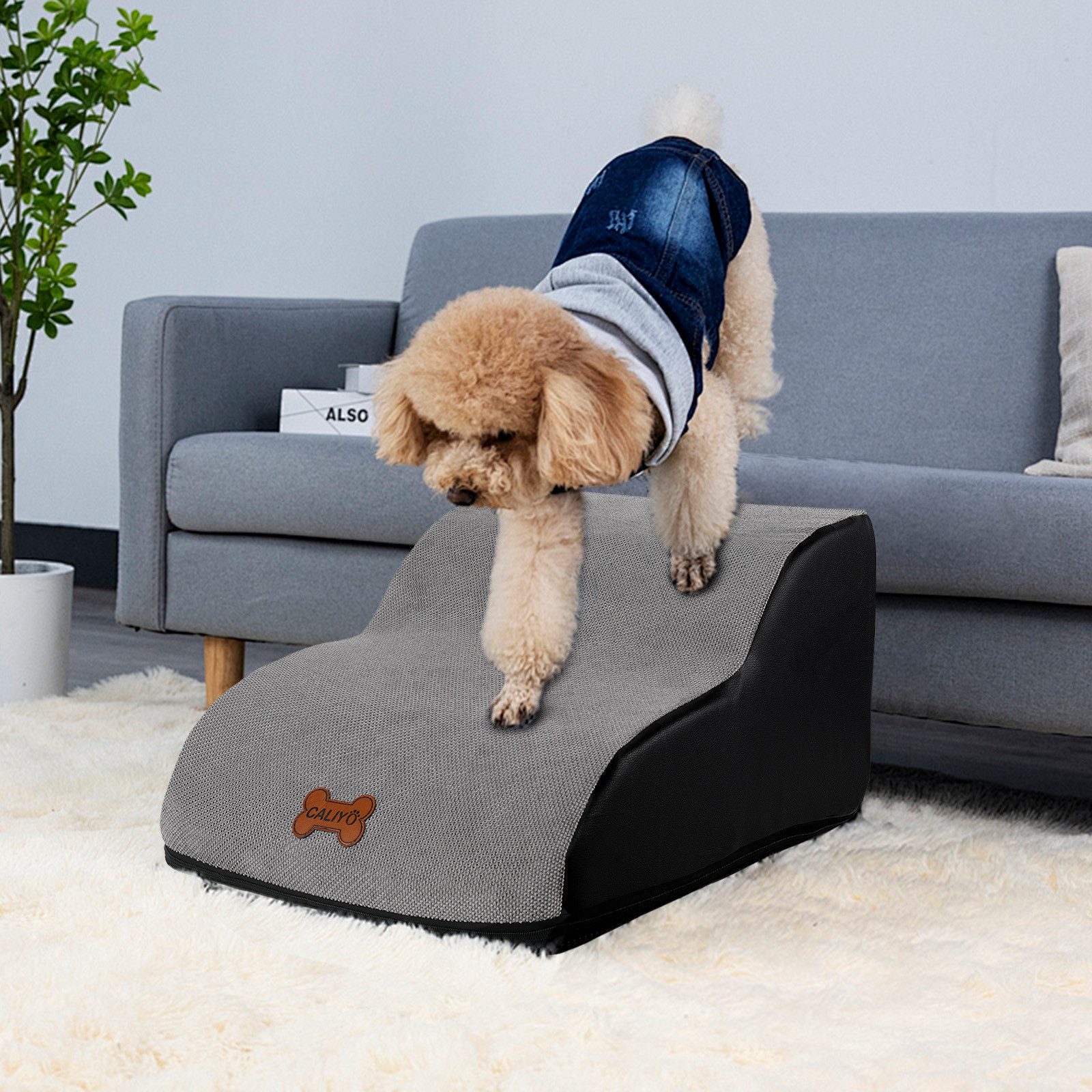 CALIYO Hunderampe Hundetreppe 3 Schichten Haustiertreppe Hundetreppe Katzen günstig online kaufen