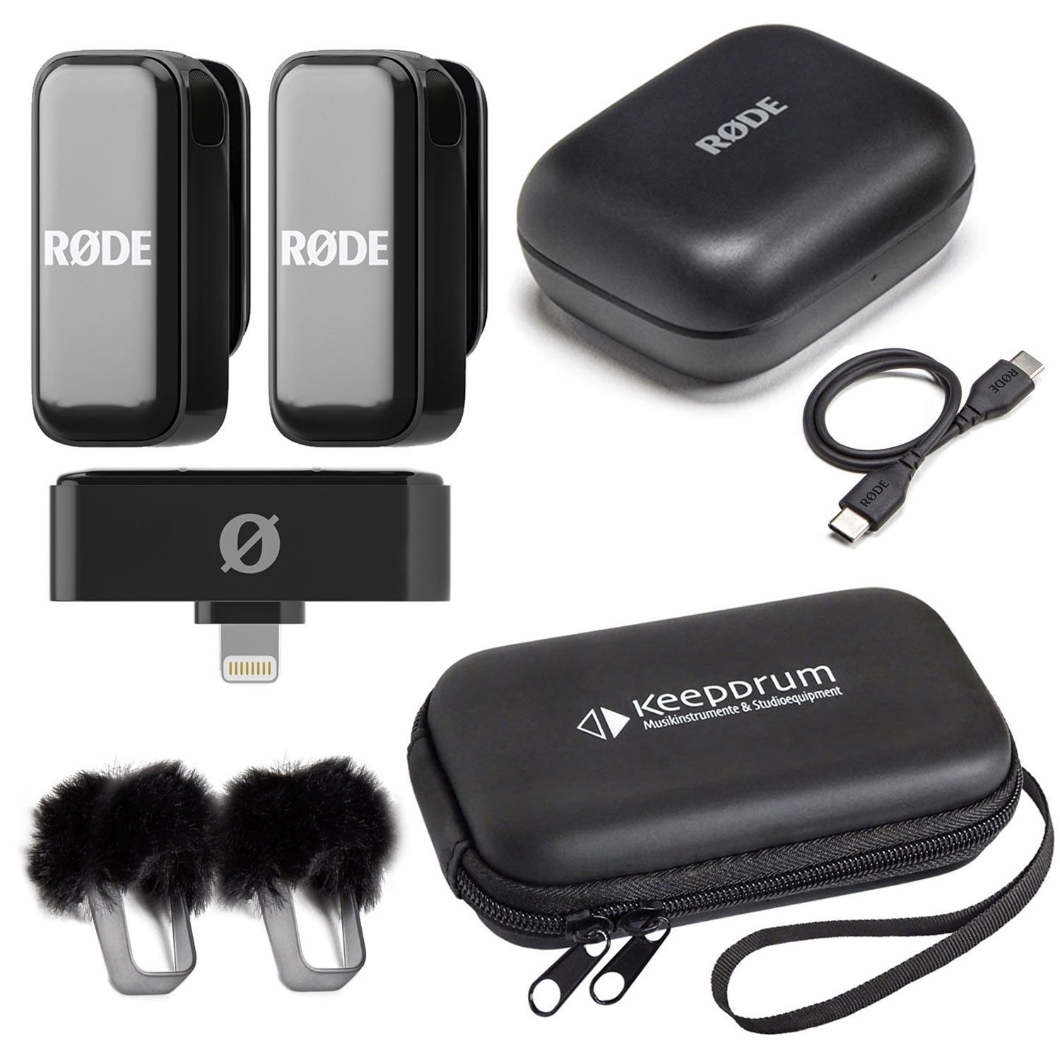 Rode Wireless Micro Drahtloses Mikrofon Lightning mit Soft-Case Digitales Aufnahmegerät