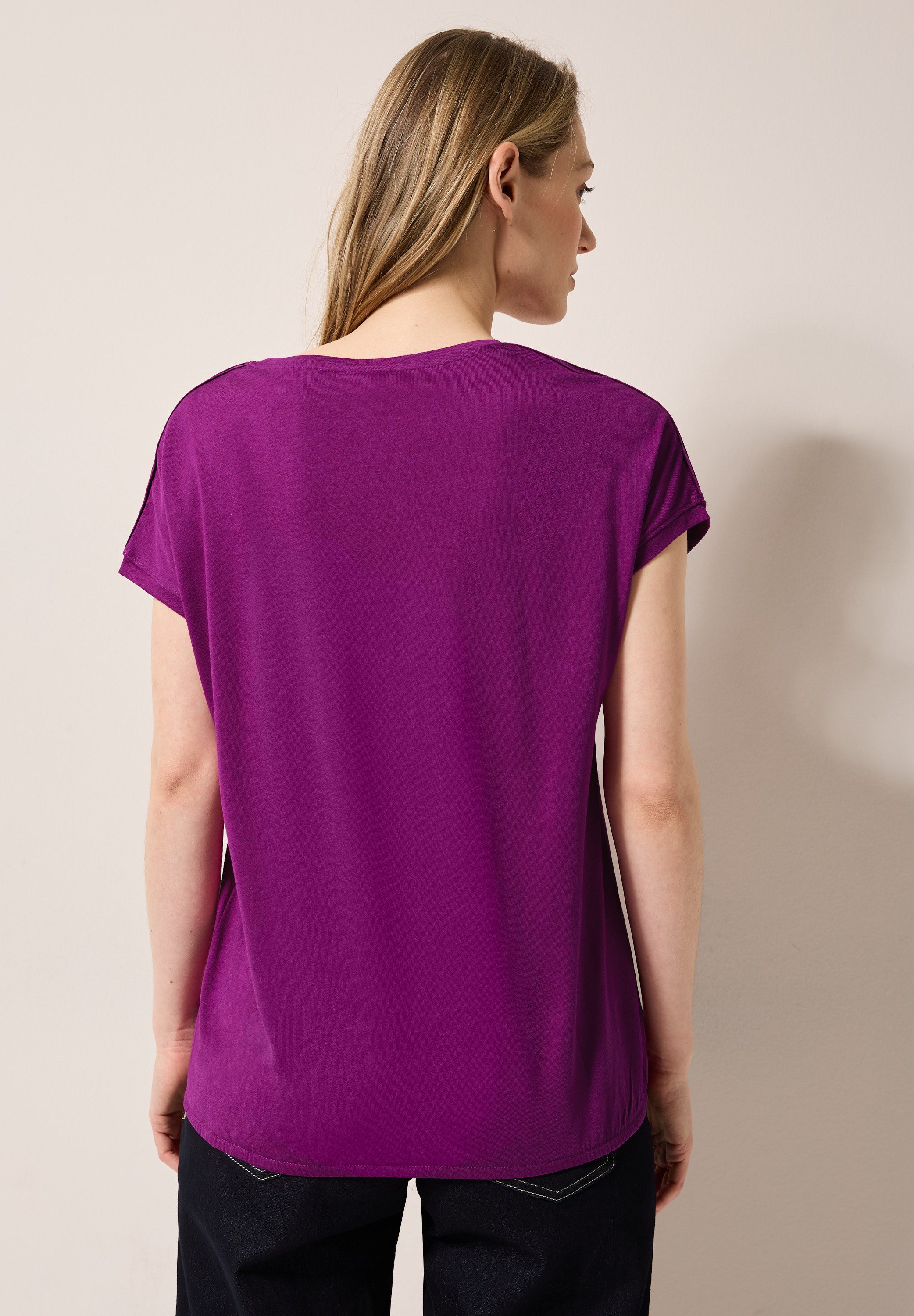 CECIL V-Shirt mit Elastiksaum