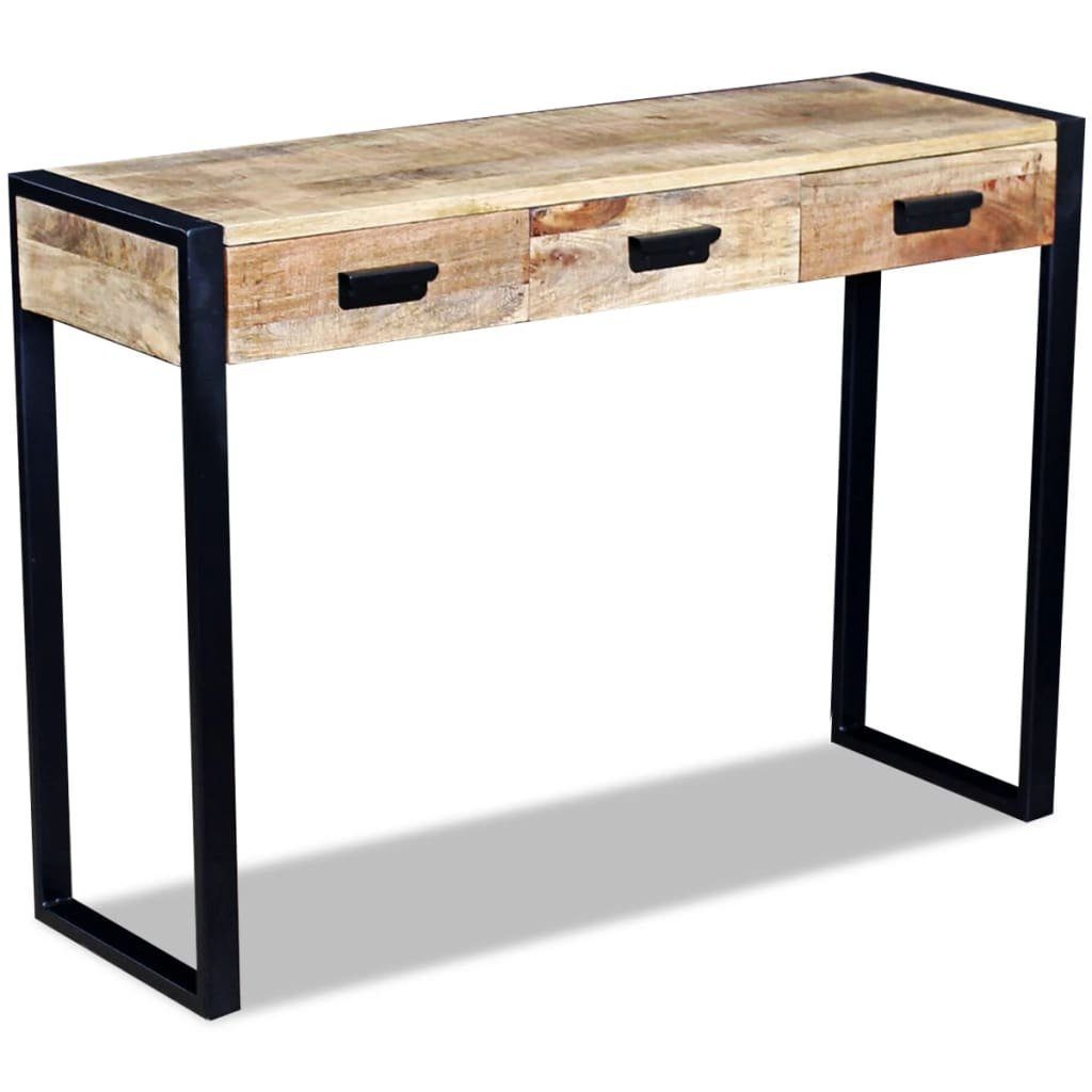 vidaXL Beistelltisch Konsolentisch mit 3 Schubladen Mangoholz Massiv 110x35x78 cm (1-St)