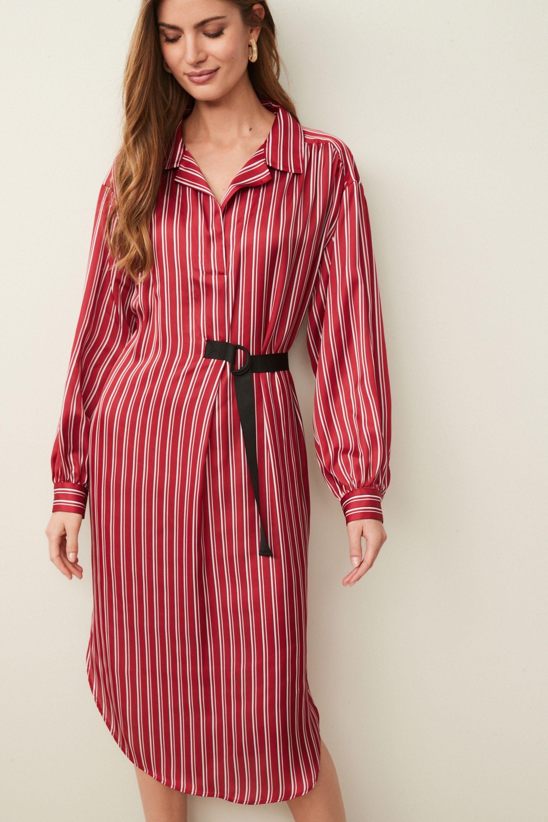 Next Blusenkleid Hemdkleid aus Satin (1-tlg)