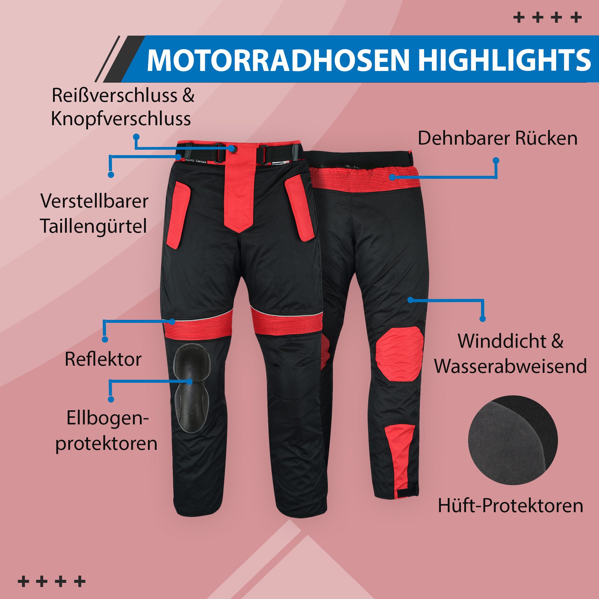 German Wear Motorradhose GW302T Herren Motorradhose Textilien Motorrad Hose Kombihose – Bild 4 von 5