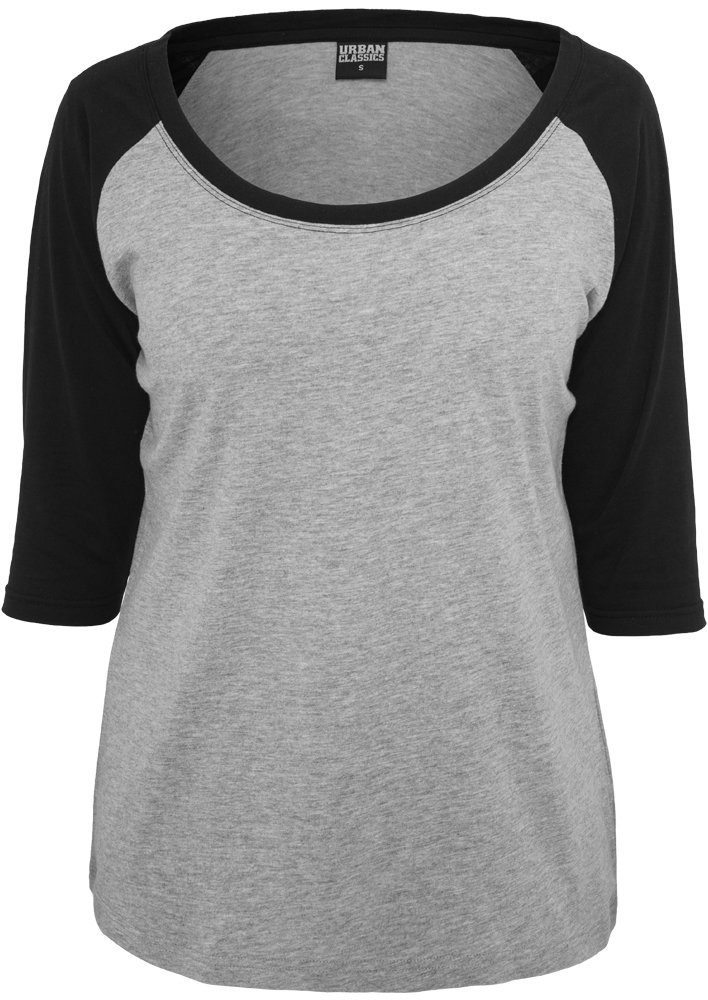 Raglan grey/black URBAN Kurzarmshirt CLASSICS Damen Tee Ladies (1-tlg) 3/4 Contrast