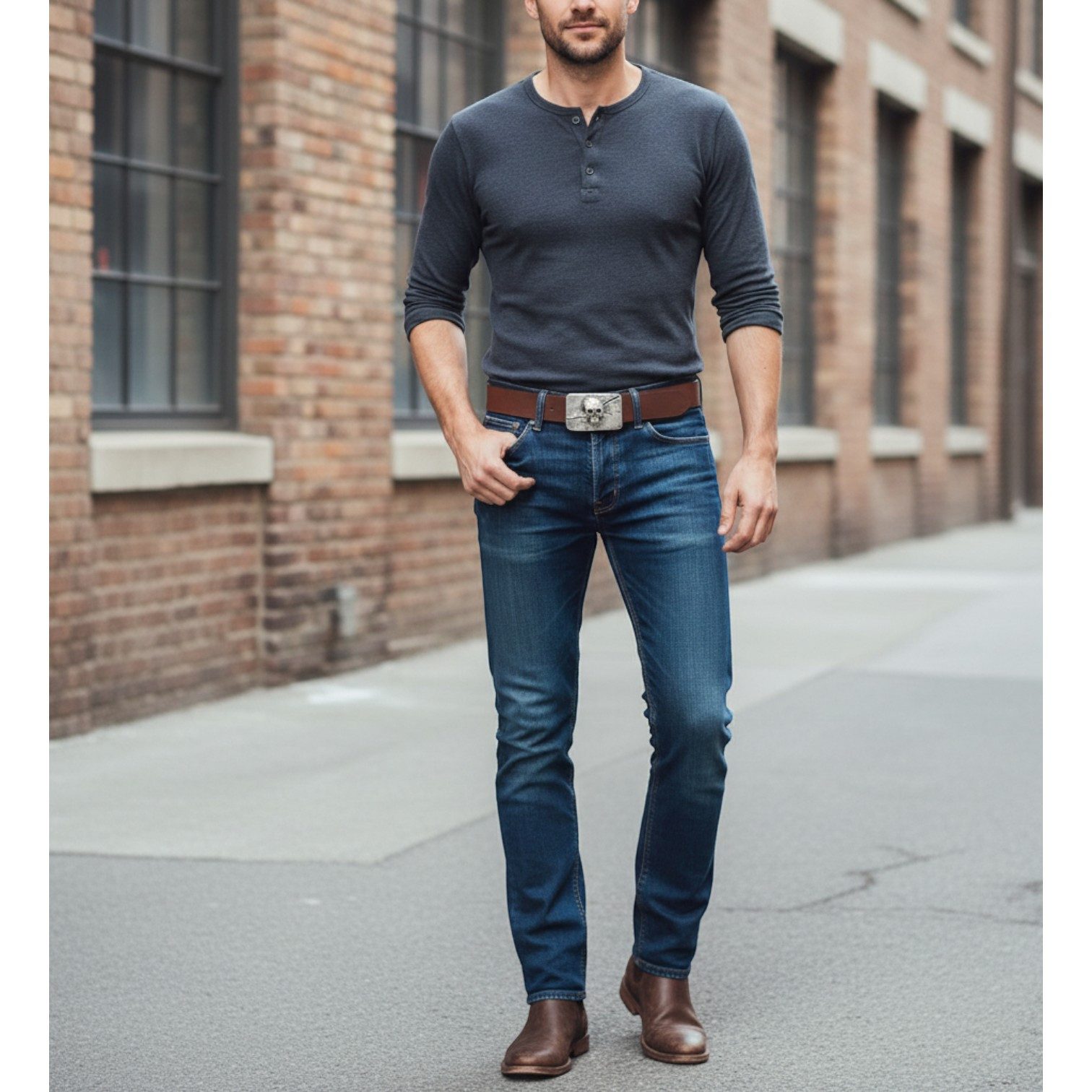 FRONHOFER Koppelgürtel 17614 (1-St) 4 cm, echtes Büffelleder, auffälliger Statement-Gürtel