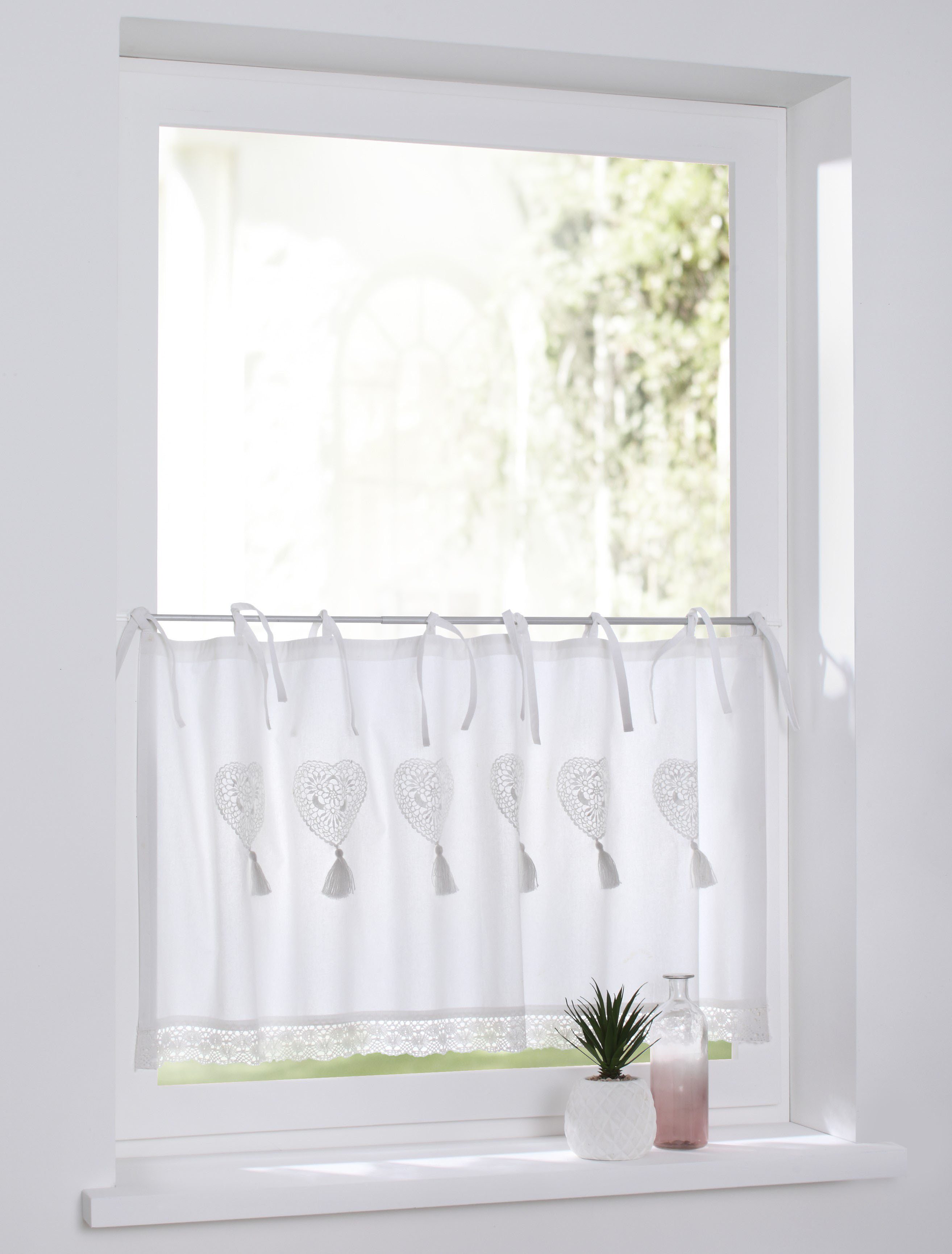 Kutti Scheibengardine Camille (1 St), Bindebänder, blickdicht, Kurzgardine, günstig online kaufen