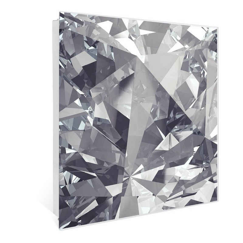 banjado Schlüsselkasten »Glas Facetten Monochrome« (Stahl Gehäuse, mit 50 Haken), 30 x 30 x 5 cm