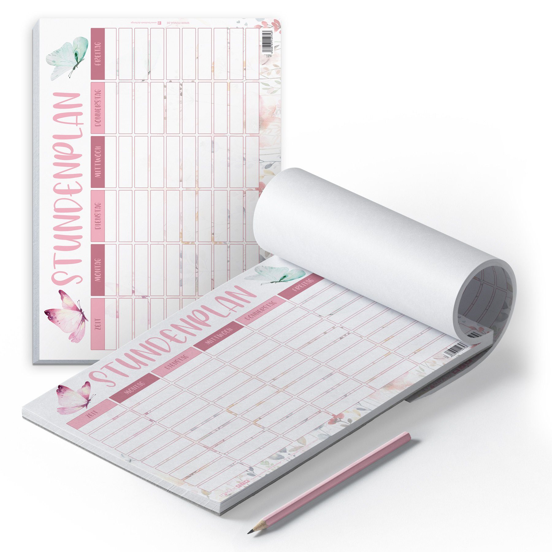 itenga Schülerkalender itenga Stundenplan Block 25 Blatt Motiv Schmetterling DIN A4