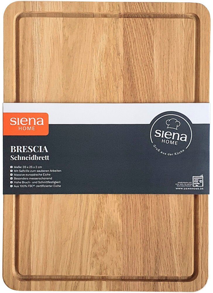 Eichenholz Brescia, Siena Eichenholz, mit FSC®-zertifiziertem Schneidebrett Saftrille, (1-St), Home aus