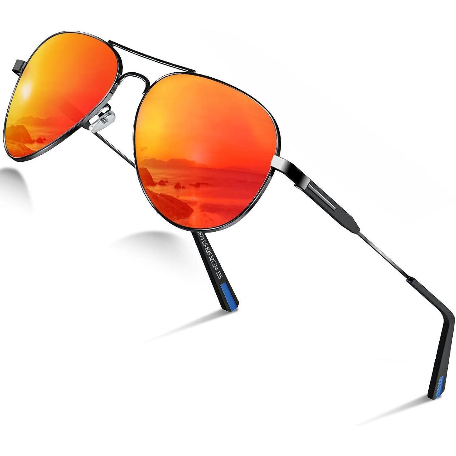 LuxusKollektion Pilotenbrille Sonnenbrille Pilotenbrille Polarisiert UV400 Rot Verspiegelt