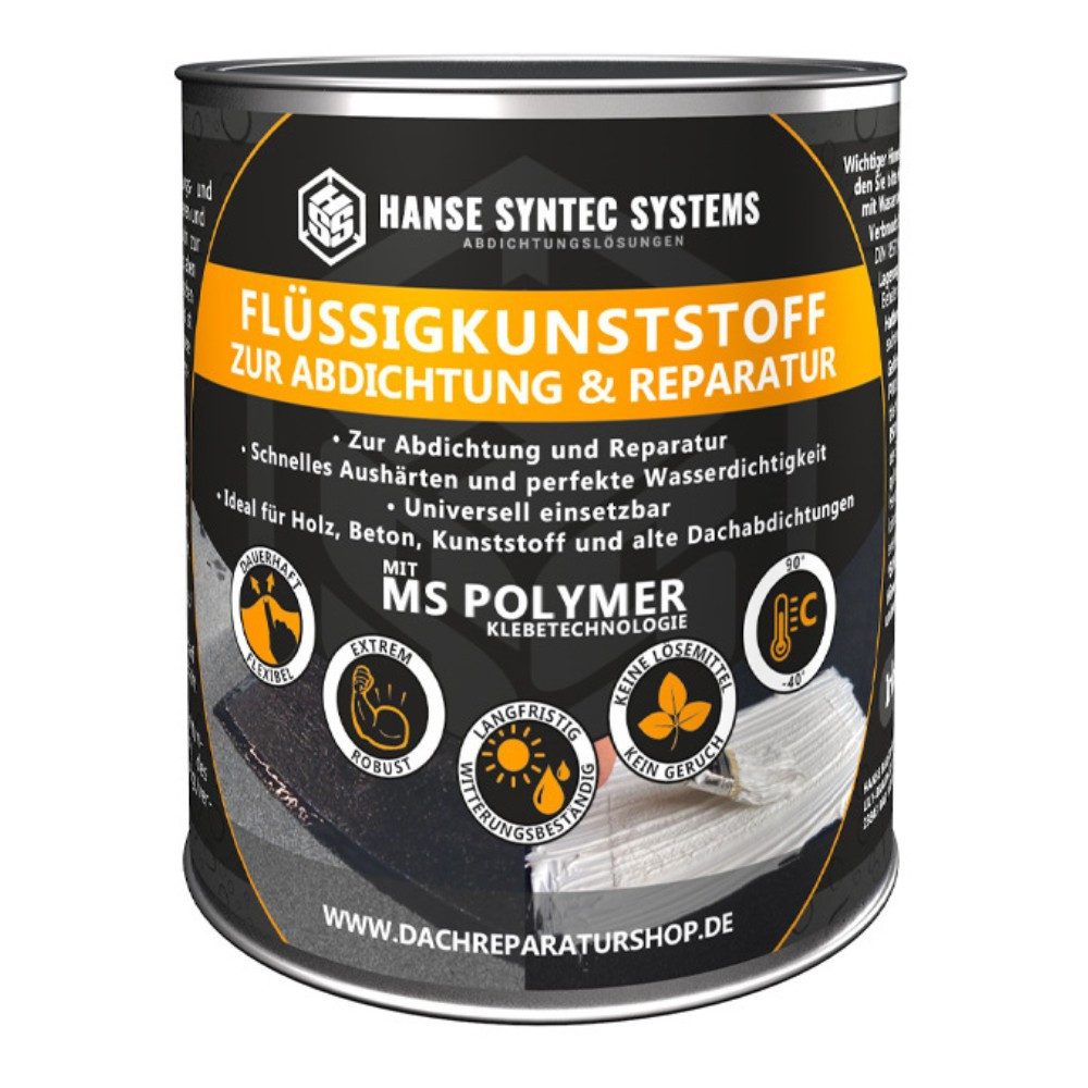 Hanse Syntec Systems Dachbahn Flüssigkunststoff für Abdichtung & Reparatur - Dach & Bauwerk, 300g Dose, geeignet für alle Untergründe außer Silikon, frischen Bitumen/Asphalt