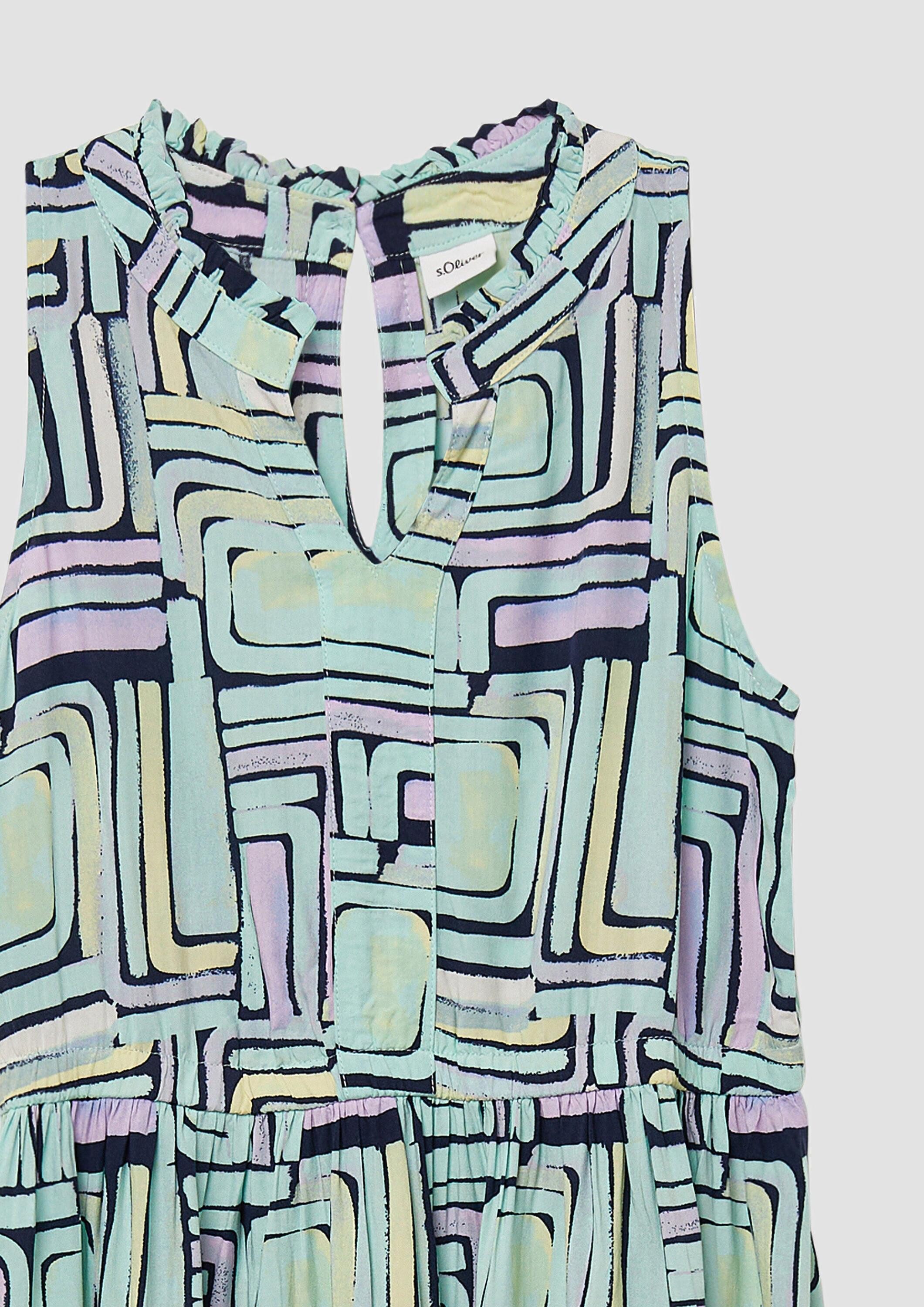 s.Oliver Minikleid Kleid Midikleid aus Viskose mit Rüschenkragen