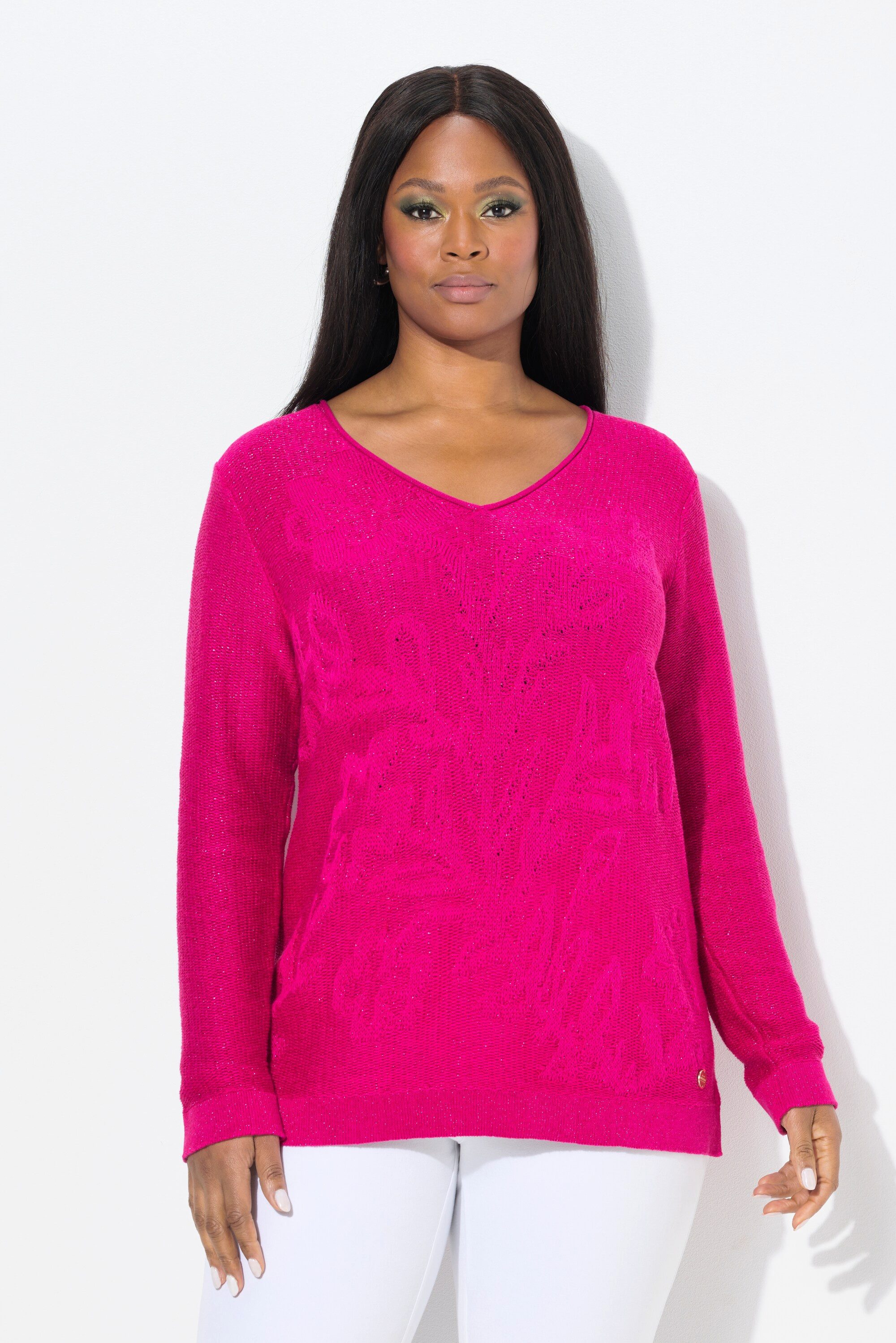 Strickpullover Pullover Jacquard-Muster V-Ausschnitt Langarm